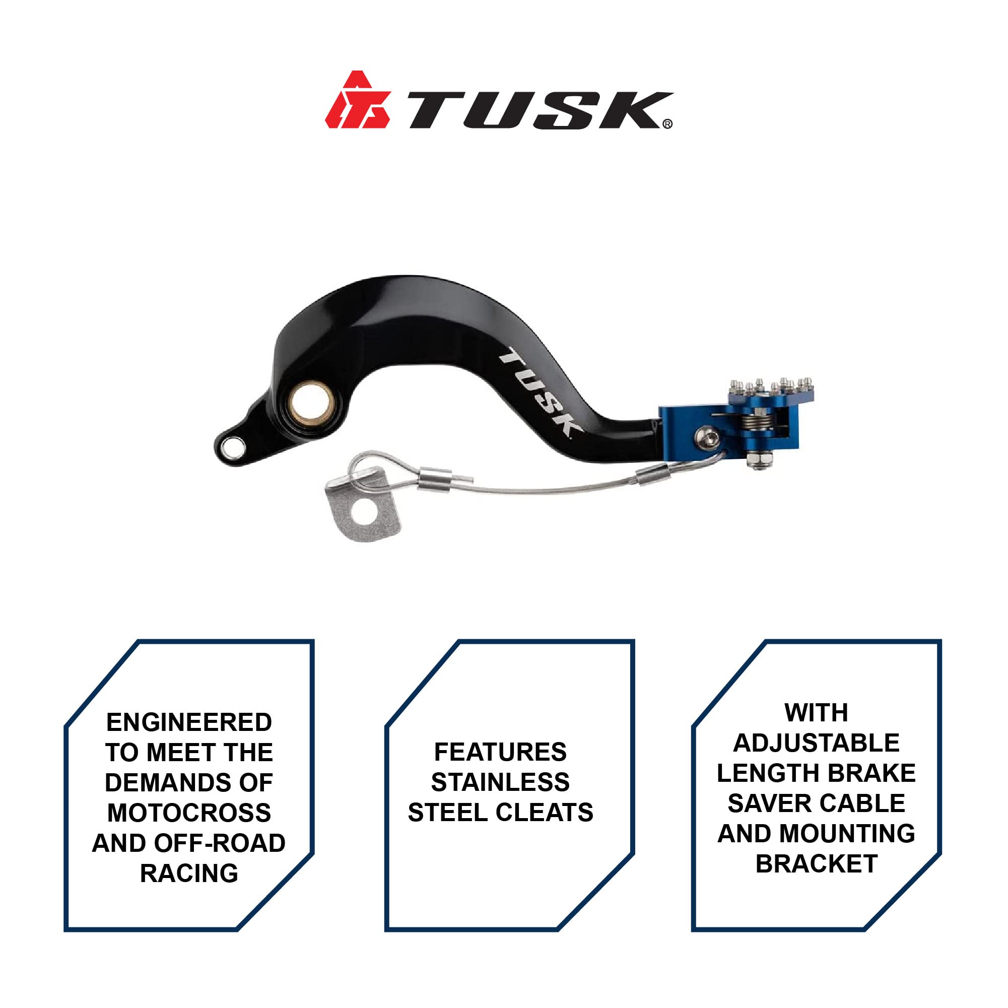 Tusk Aluminum Brake Pedal Blue Tip For Yamaha Yz250 1997-2022