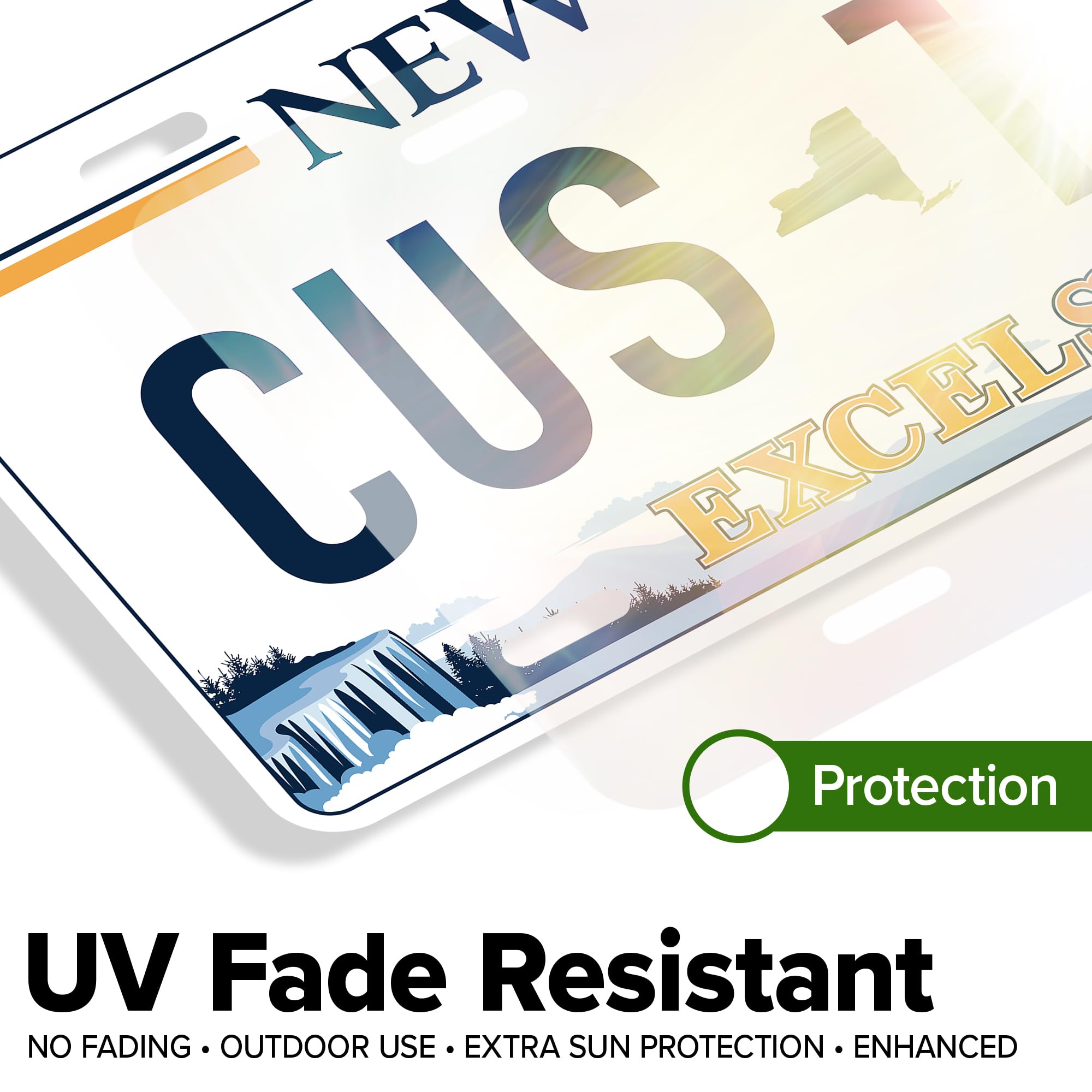 Custom New York - Excelsior License Plate, Personalized License Plates For Car, 6X12 Inch, Rust-Free Fade Resistant Aluminum, Us