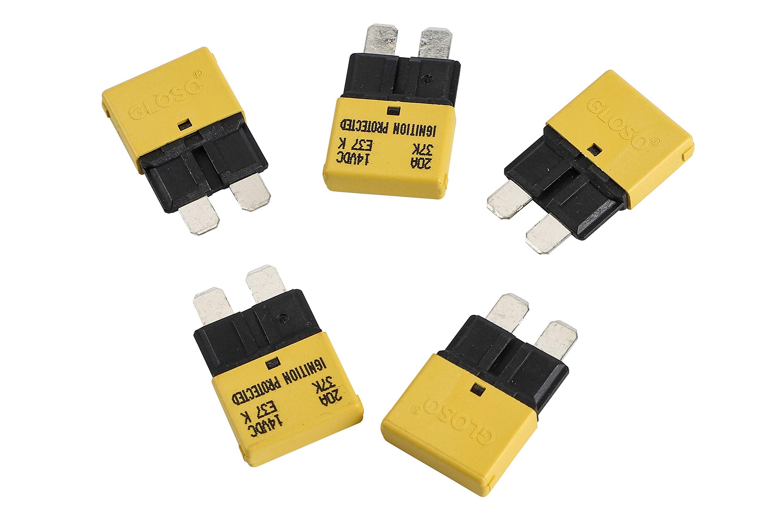 Gloso Circuit Breakers E37 Auto (T1) Reset Low Profile Atc/Ato - (20A - 5 Pack)