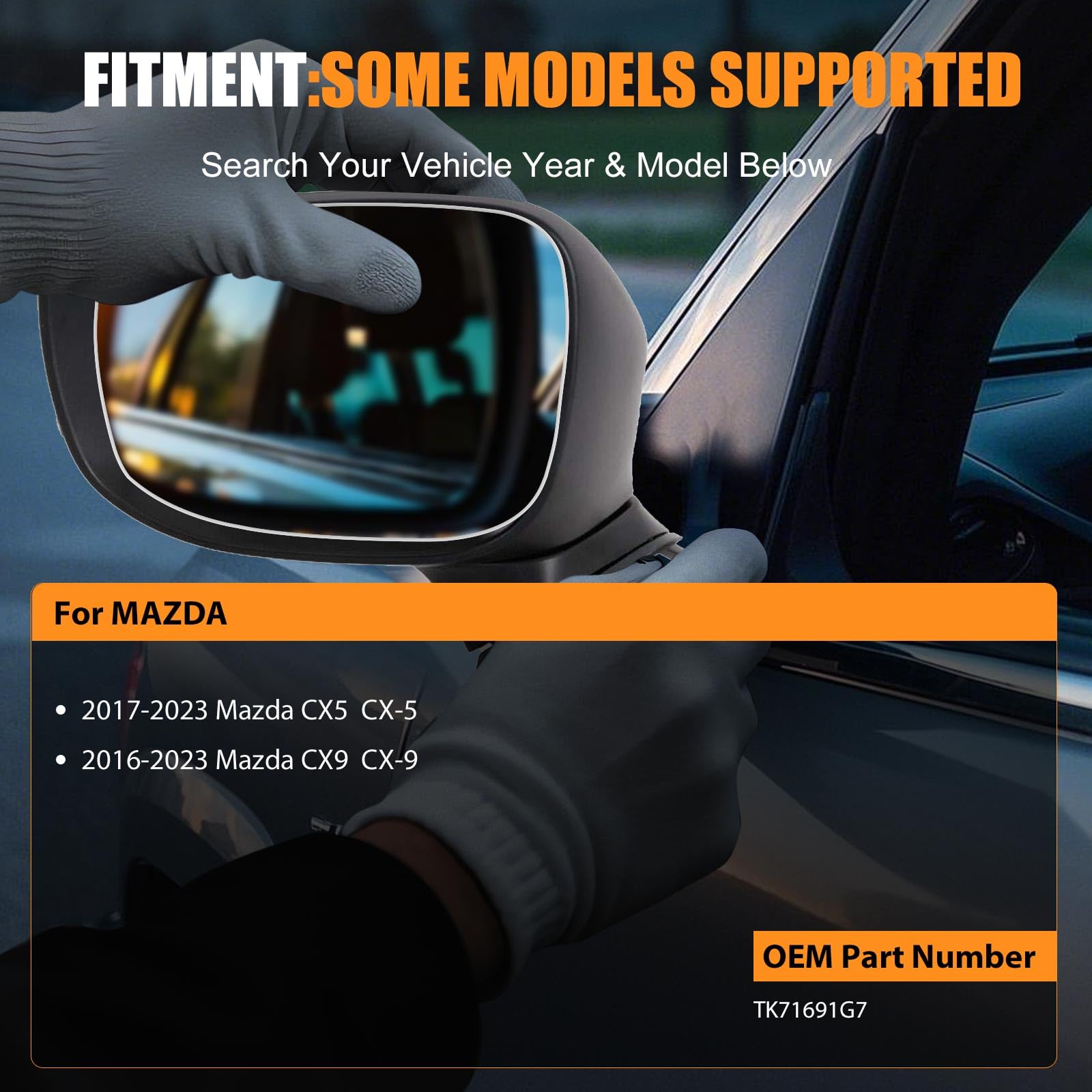 Driver Side Mirror Glass Replacement for 2017-2023 Mazda CX5 CX-5 2016-2023 Mazda CX9 CX-9- Left Side Mirrors With Backing Plate