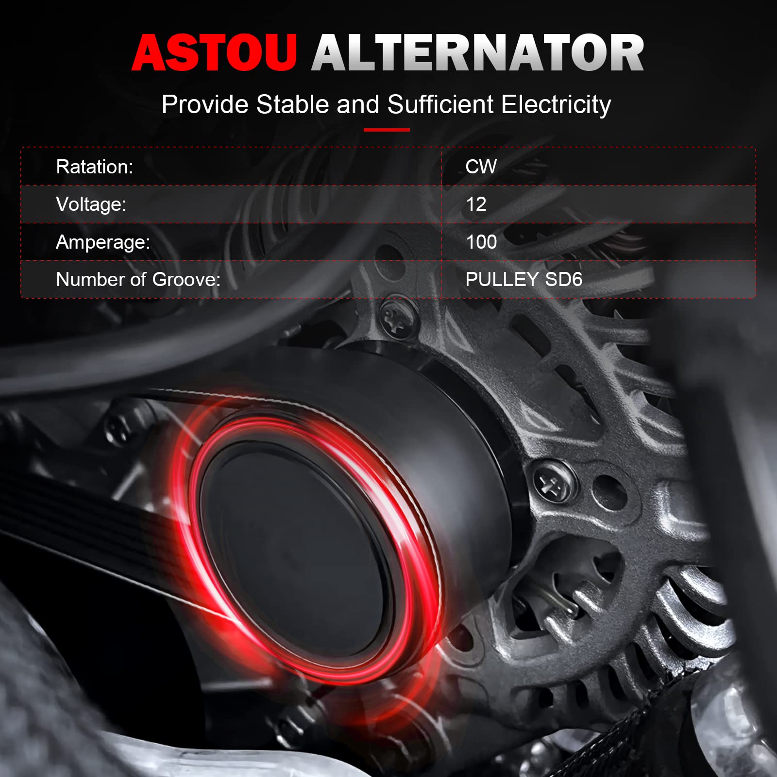 ASTOU New Alternator Stable High Output Compatible for Toyota for Matrix 2009-2010 for Toyota for Corolla 2009-2013 Alternator R