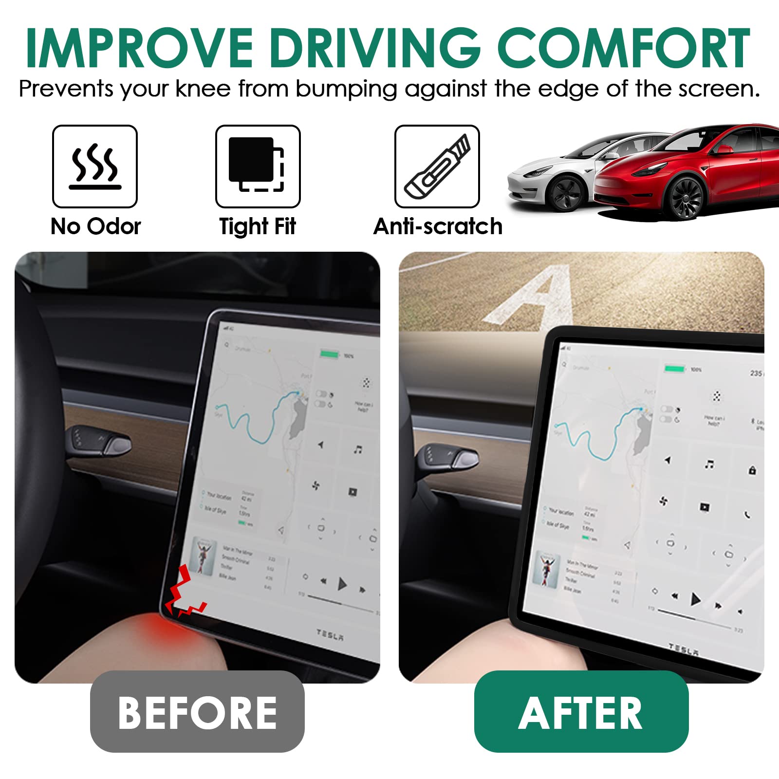 ONKENTET Screen Protector Frame Compatible with Tesla Model 3 Model Y 2024 2023 2022 2021 2020 2019 Screen Edge Protector Cover