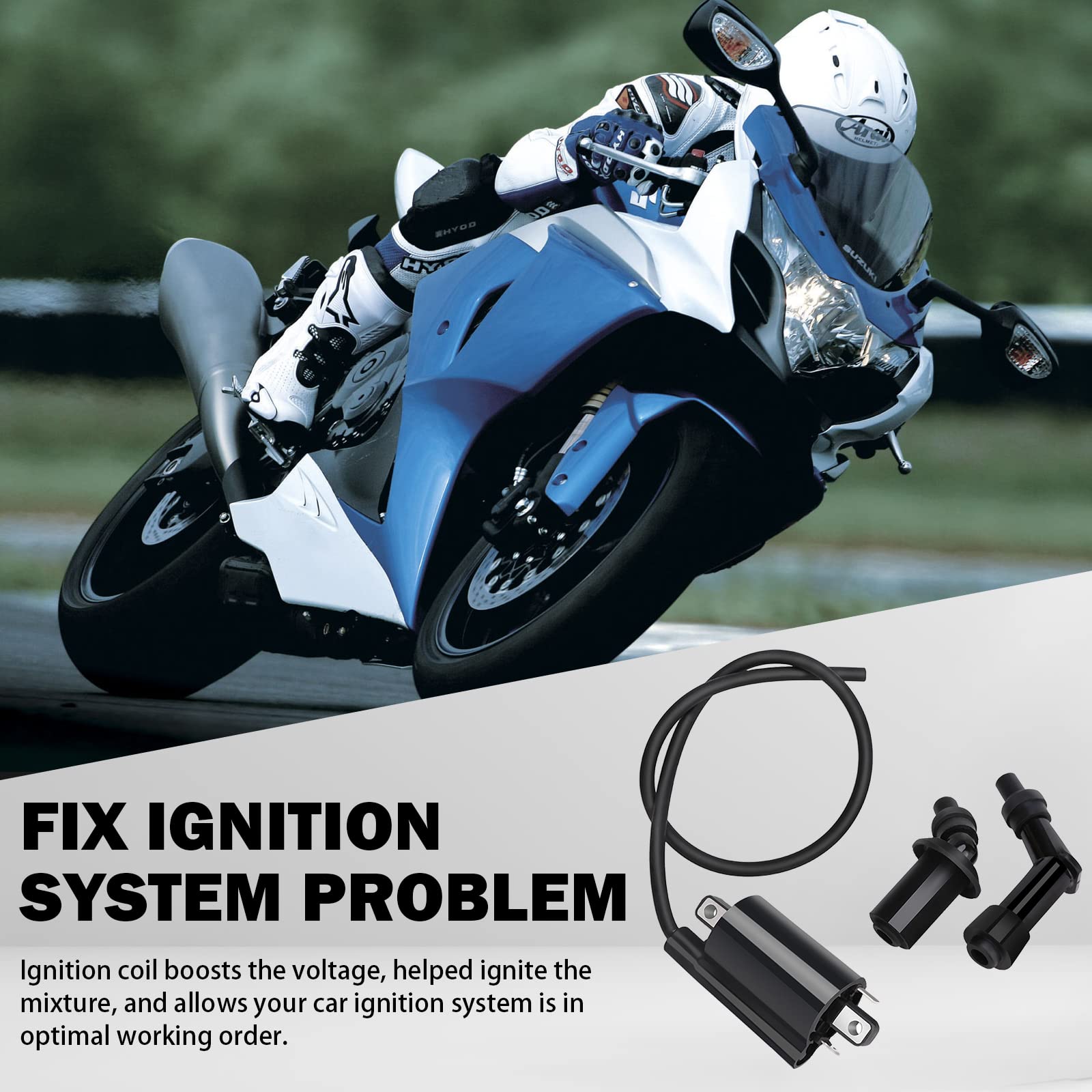 Ignition Coil For Kawasaki Mule 3010 4010 2510 2500 2520 3000 3020 4000 4010 Kaf 620 650 Fd620D Fd611V Fd661D Fd440V Fd501D Fd501V Vn 800 Vulcan Coil Replace 21121-2092 33410-38A20 21121-2083 Am120732