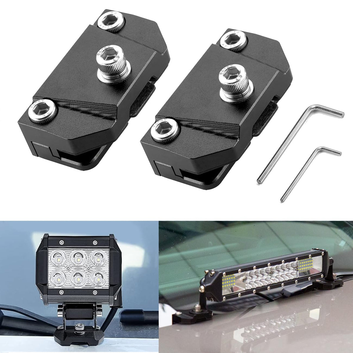Ditch Light Brackets Hood Mount - 2Pcs Universal Led Light Bar Mounting Brackets Hood Hinge Pillar Pod Fog Light Brackets Clamp