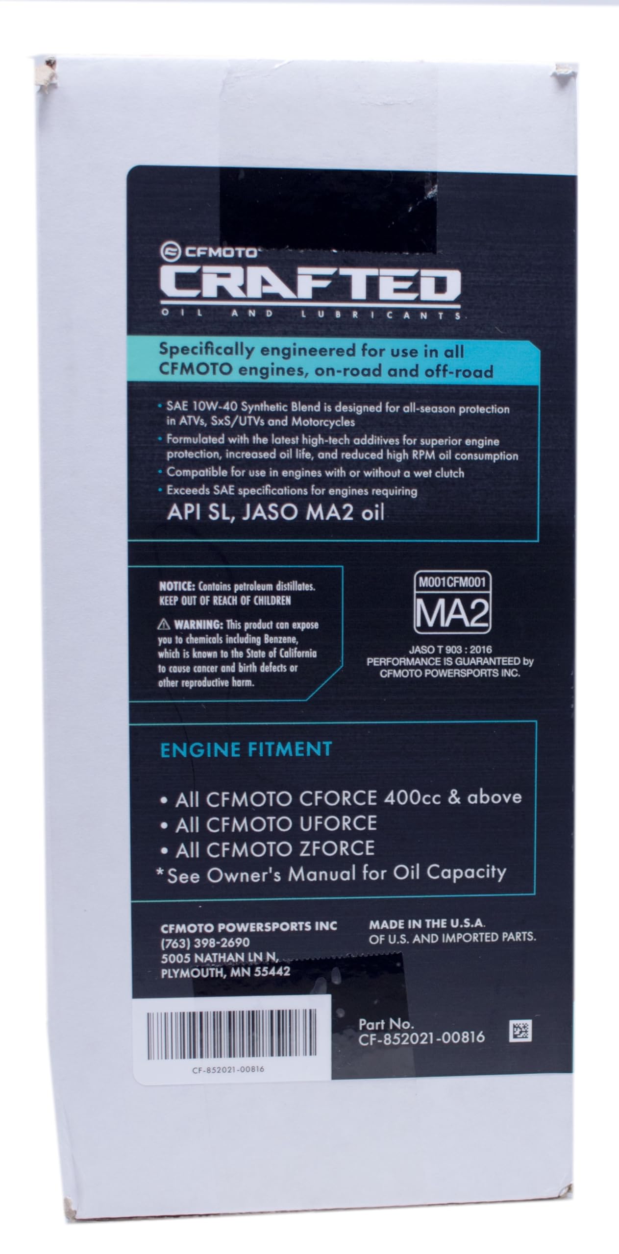 Edwards Oem Semi Synthetic Oil Change Kit Fits All Cfmoto Offroad Vehicles 400Cc And Above