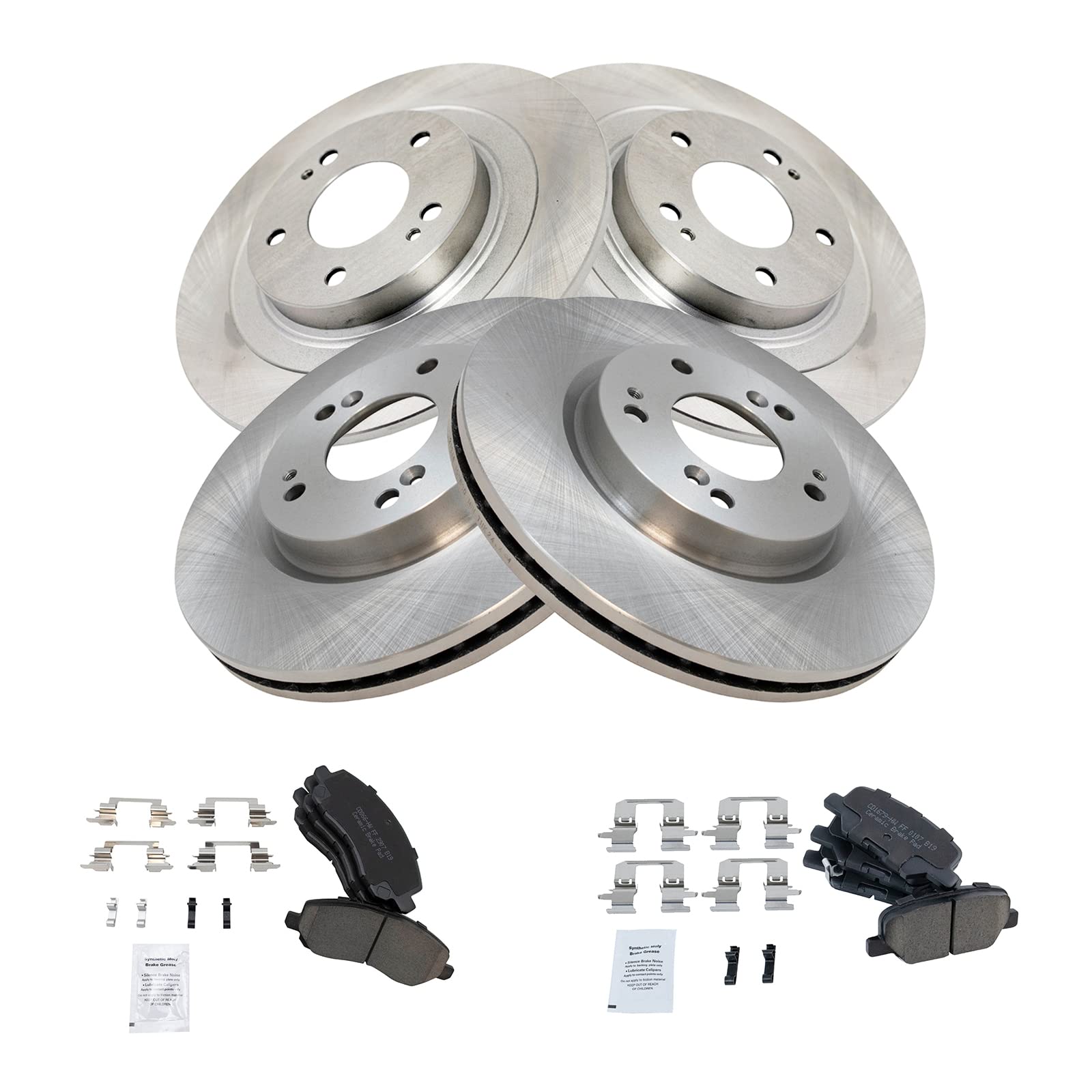 Trq Front And Rear Brake Pad & Rotor Kit Brake Pads Brake Rotor Ceramic Vented Compatible With 2014-2018 Mitsubishi Outlander 20