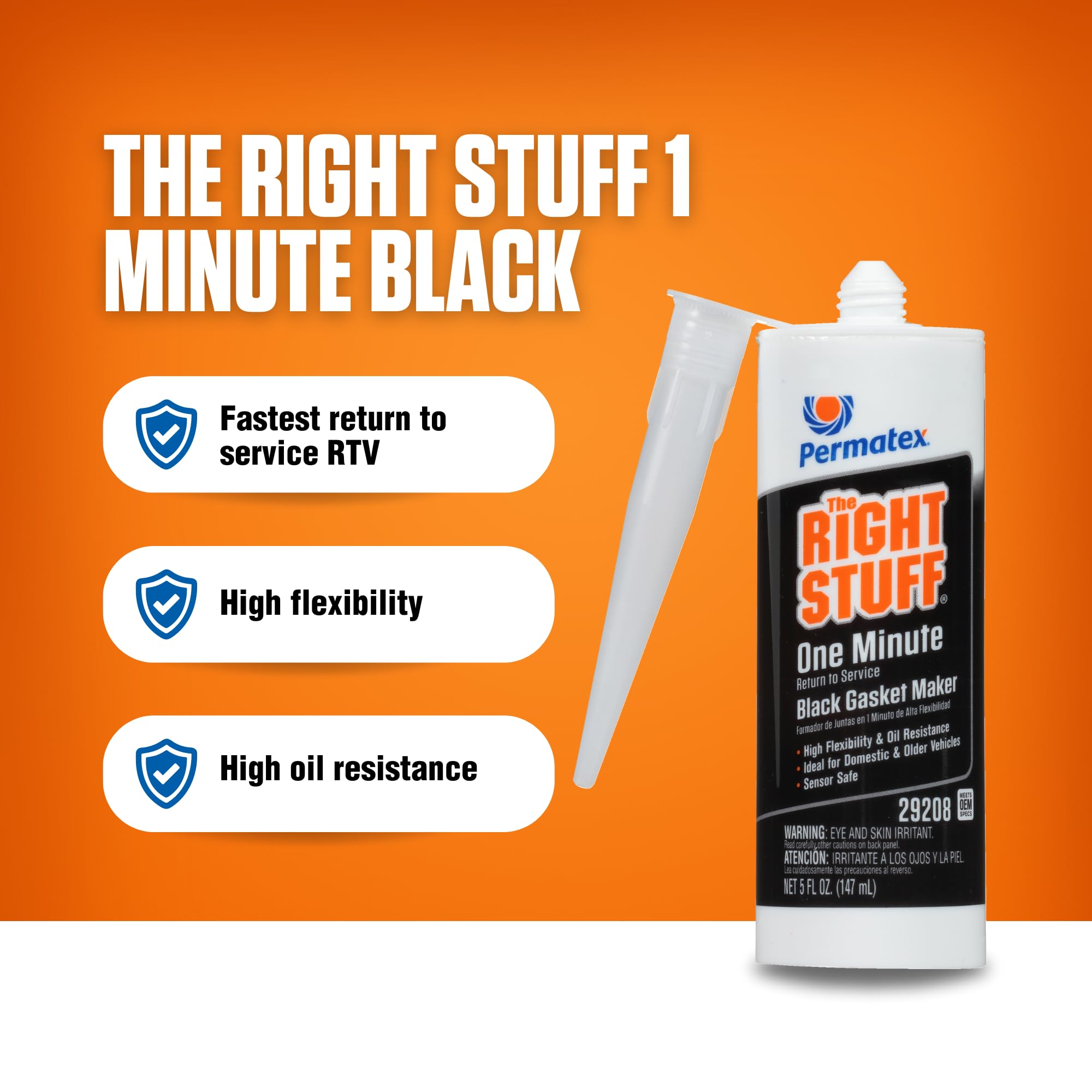 Permatex 29208 The Right Stuff 1 Minute Black Gasket Maker, 5 Oz.