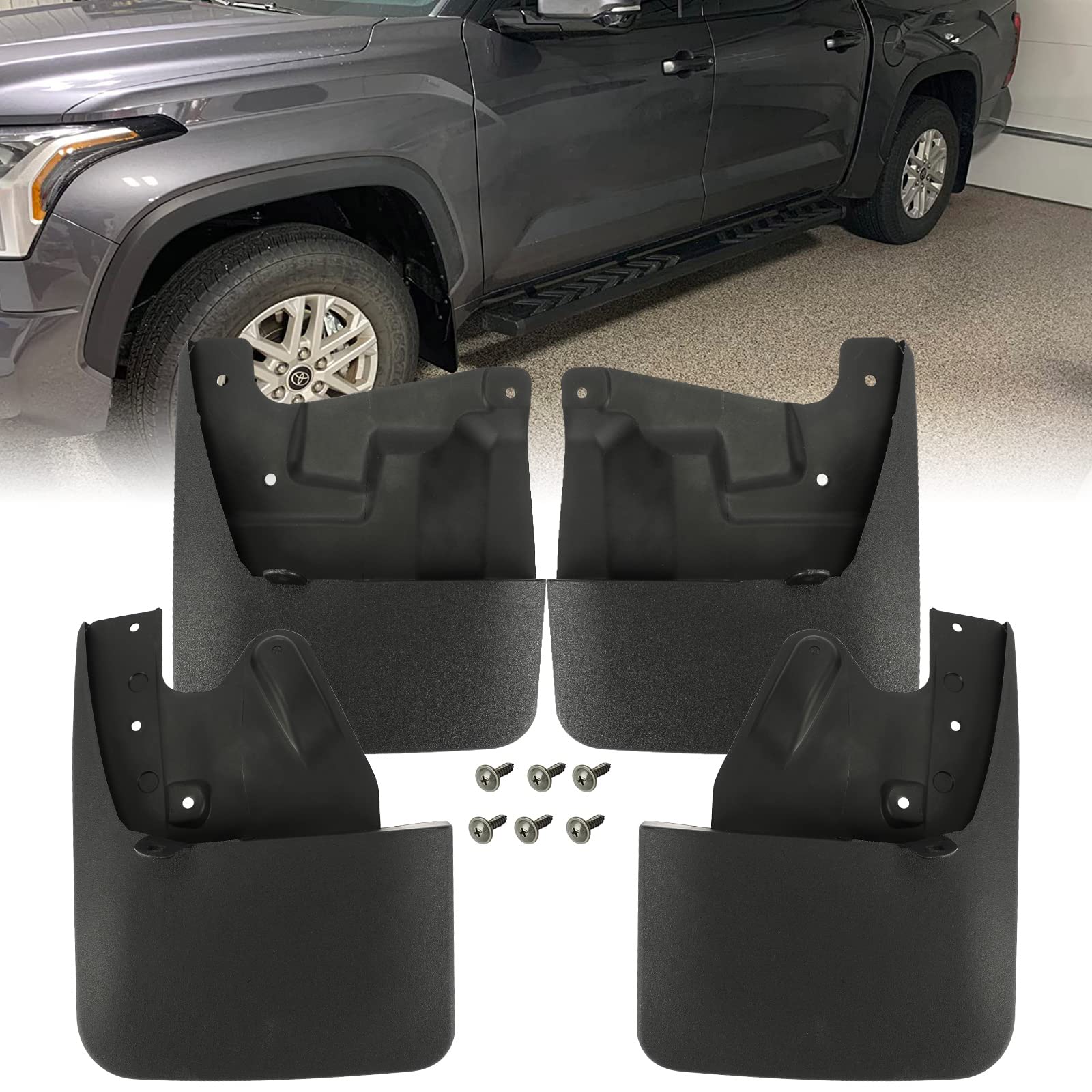 D-Lumina Mud Flaps - Compatible with 2022 2023 2024 2025 Toyota Tundra w/Hardware Kits - Heavy Duty All Weather Truck Splash Gua