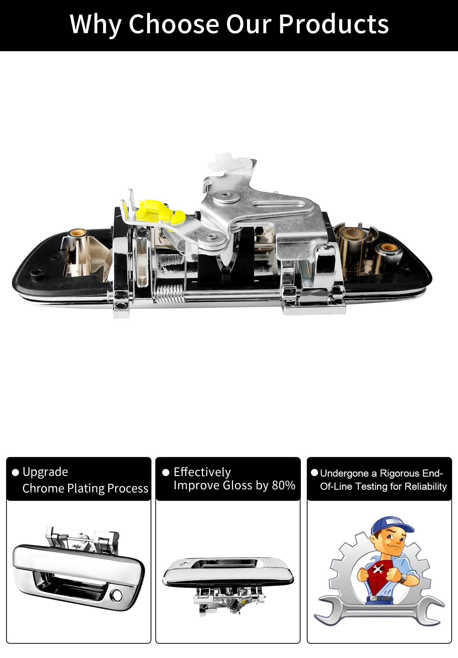 Tailgate Door Handle Chrome, Compatible With 2004-2012 Chevy Colorado & Gmc Canyon & Isuzu I-280 / I-290 / I-350 / I-370, W/ Key