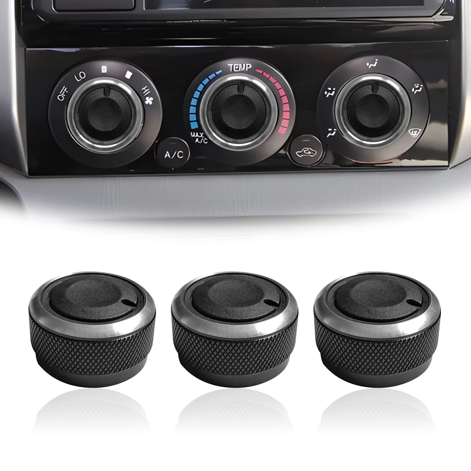 3Pcs Control Knob Heater A/C Or Fan, Heater Air Conditioning Button Compatible With Toyota Tacoma Knob Toyota Tacoma Accessories 2005-2015