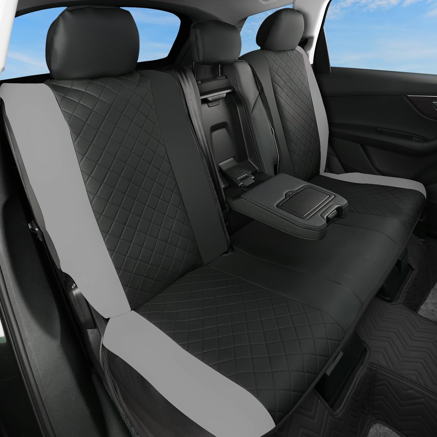 GIANT PANDA Rear Bench Back Seat Cover for Cars, SUV(Grey)