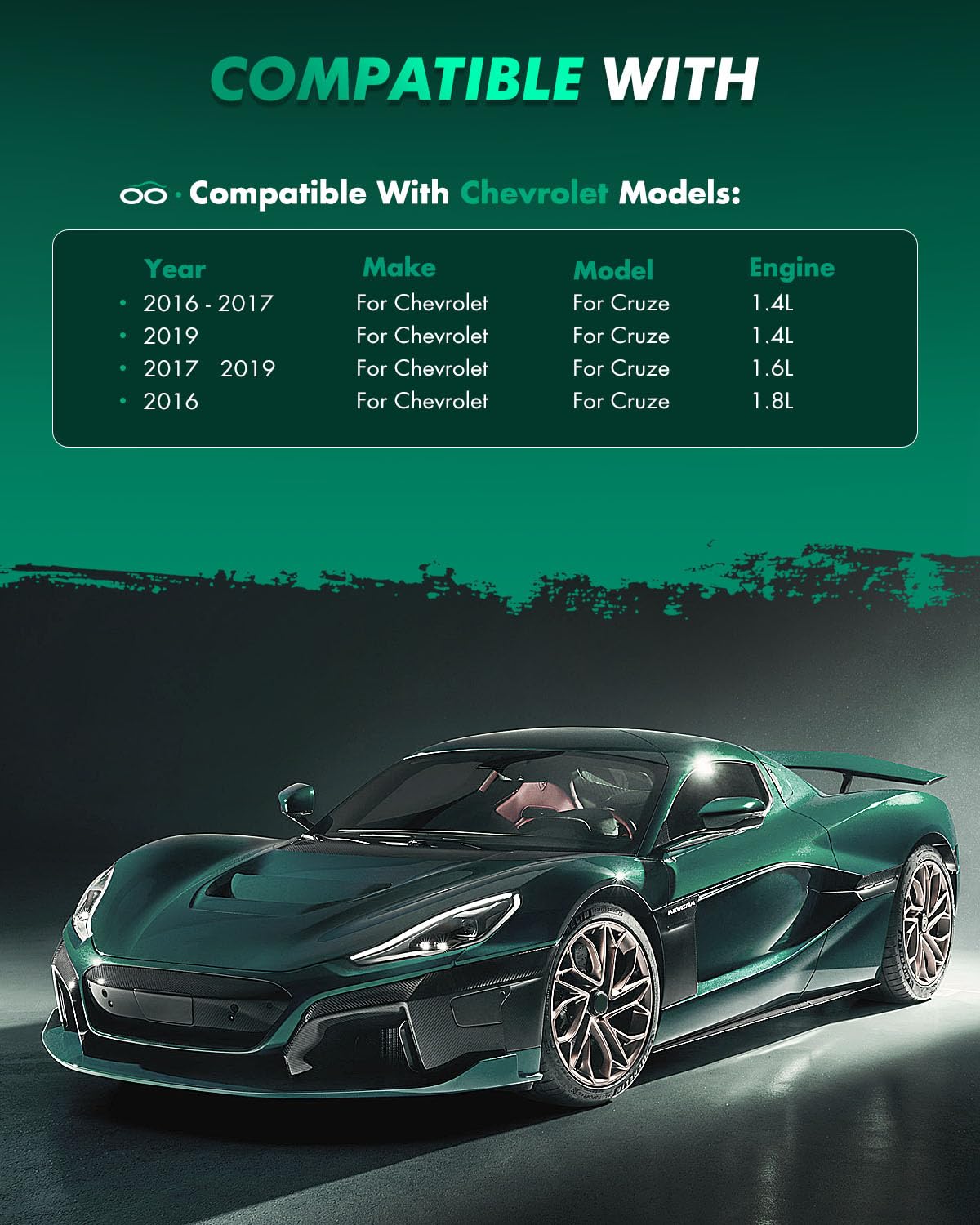 Scitoo Front Disc Brake Pad Set 4Pcs W/Hardware Fit For Chevrolet For Cruze 2016 2017 2019