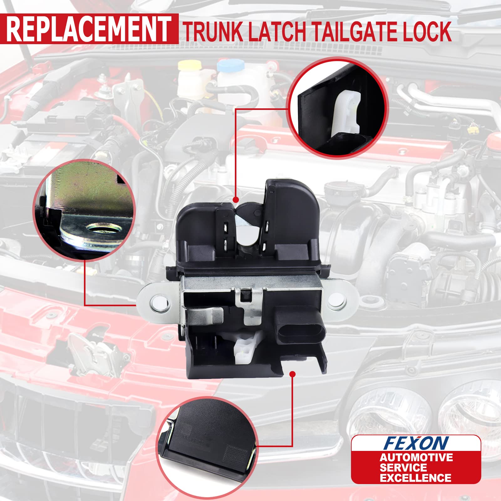 Trunk Latch Tailgate Lock Compatible with VW Jetta Sportwagen 2010-2014, Volkswagen Tiguan 2008-2017 Replaces 5M0827505E