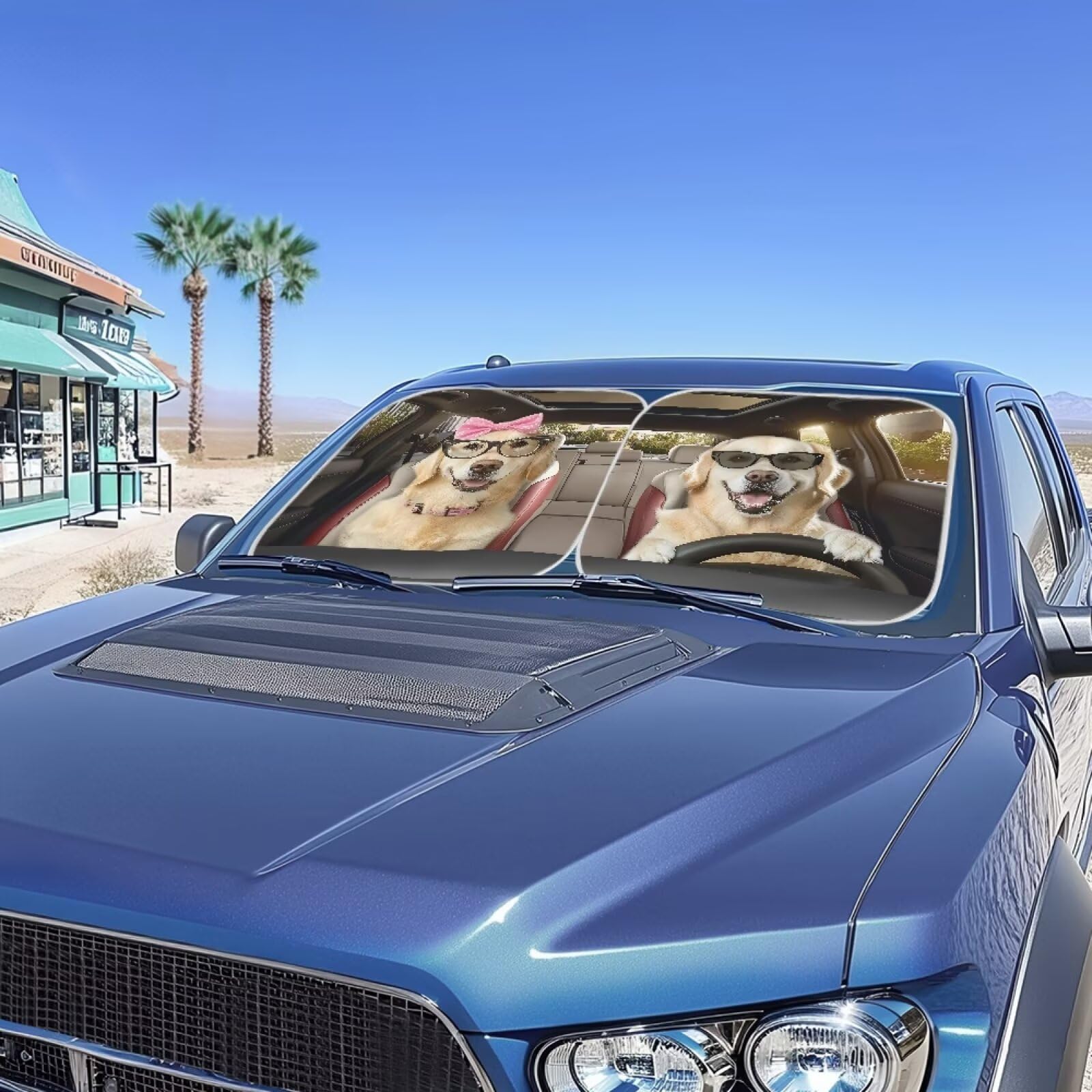 Renewold Labrador Retriever Animal Driving Automotive Windshield Sunshades 2Pcs Sun Shade For Car Front Window Car Accessories F