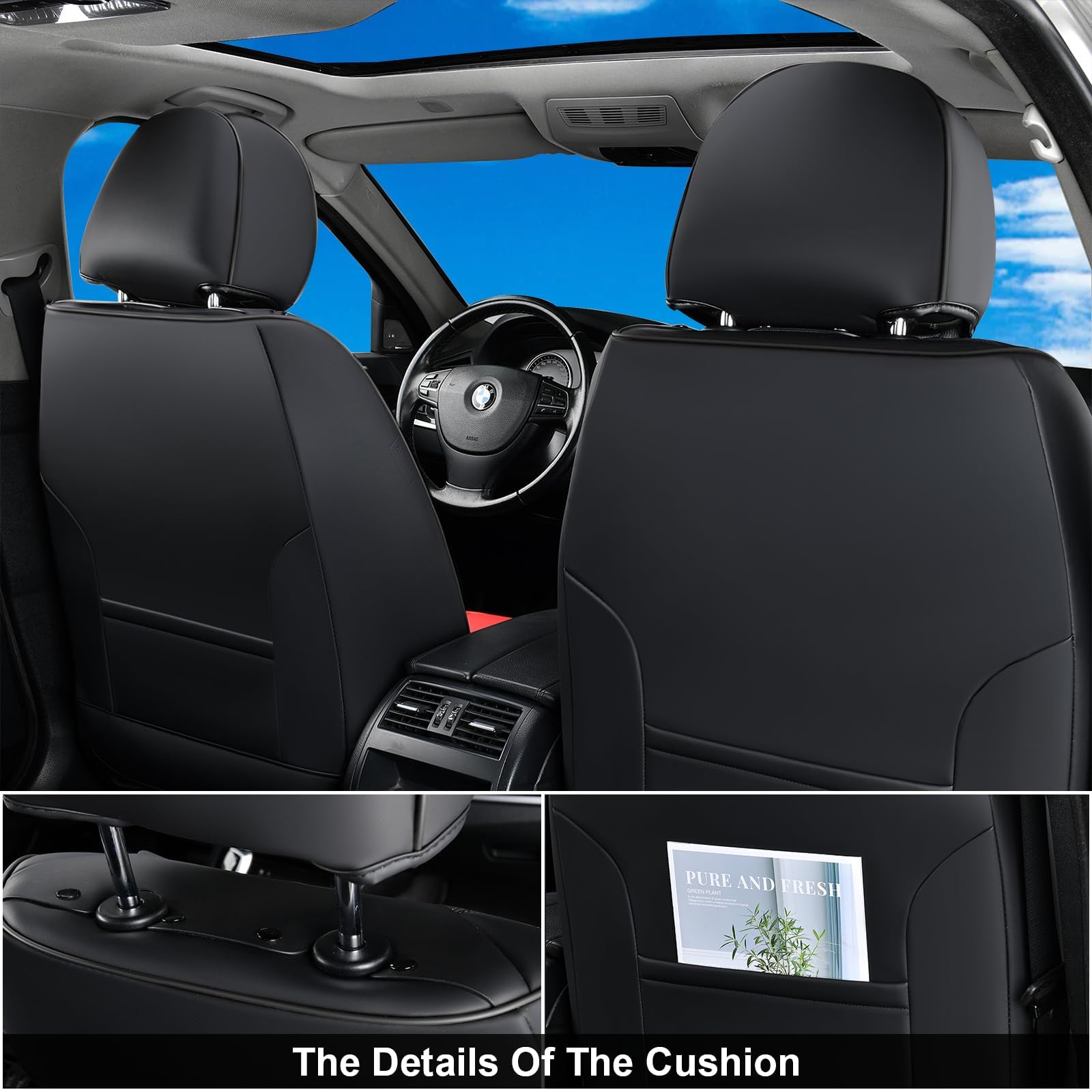 Coverado Car Seat Covers Full Set, Seat Covers For Cars, Car Seat Cover, Car Seat Protector Waterproof, Nappa Car Seat Cushion,