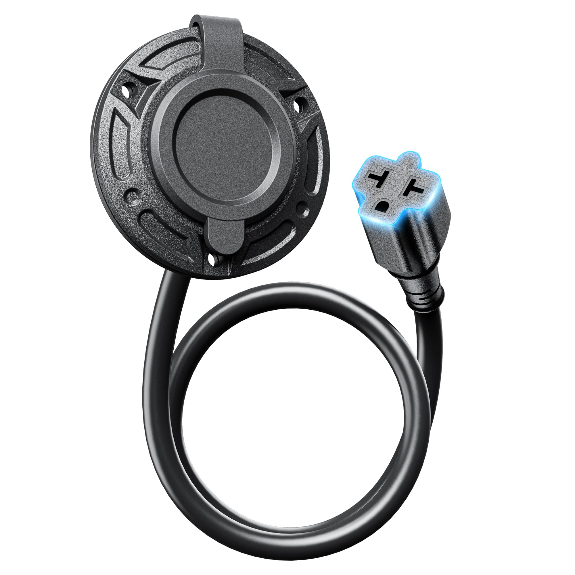 ALIENSX 5-in-1 125V 20A AC Port Plug Work with 5 NEMA Plugs(1-15P/5-15P/5-20P/6-15P/6-20P), 12AWG Heavy-Duty RV Shore Power Inle