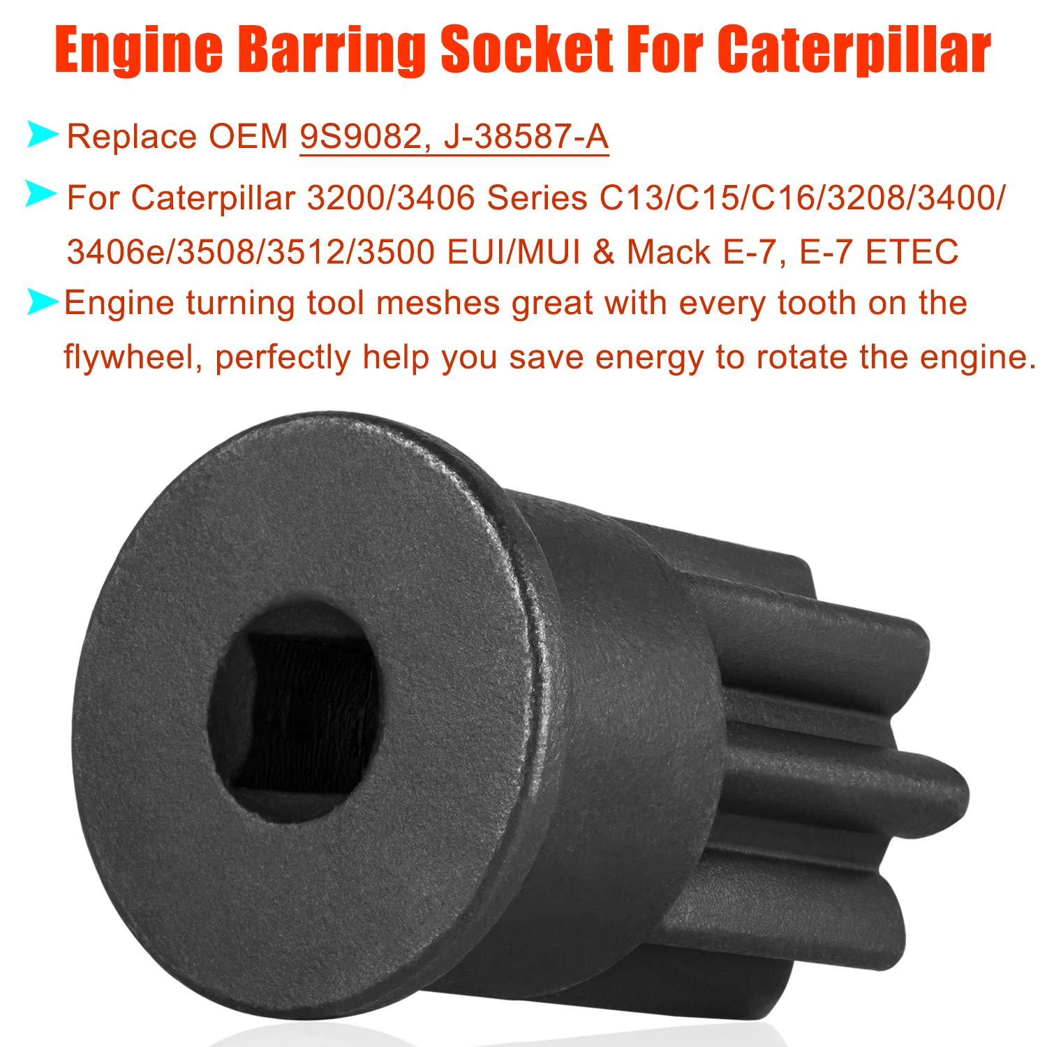 9U-7227 Injector Height Adjustment Gauge Tool & J-38587-A Engine Barring Socket Engine Turning Tool For Cat Caterpillar 3406E, C15, C16 (Set Of 2)