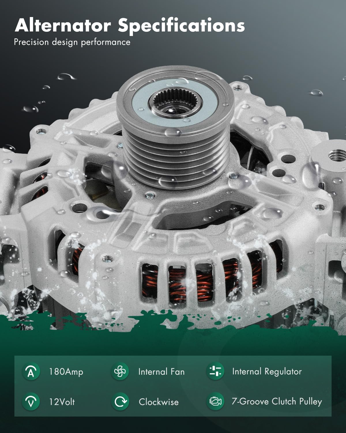 SCITOO Alternator Fits for BMW 135i 3.0L 2008-2010, 335i 3.0L 2007-2010, 335is 3.0L 2011-2013, 535i 3.0L 2008-2010- 12V 180Amp C