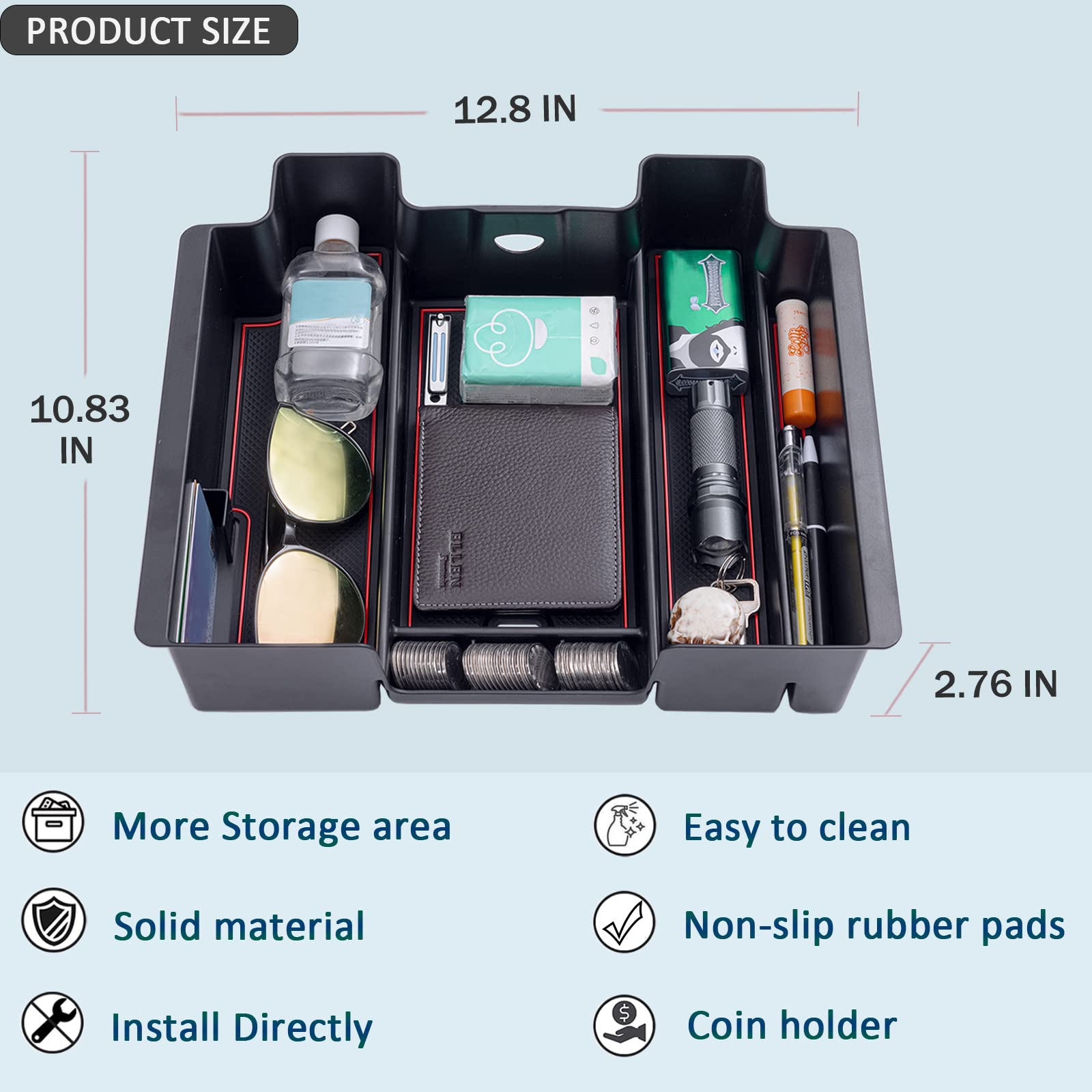 Topinstall Red Center Console Organizer Compatible With 2019-2022 Silverado/Sierra 1500 And 2020-2023 Silverado/Sierra 2500Hd 35