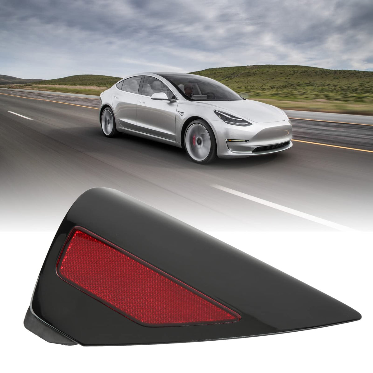 Pissente Bumper Reflector Light, Rear Right Bumper Reflector Light 1100781 99 D Bumper Charging Port Cover Replacement Tail Lamp
