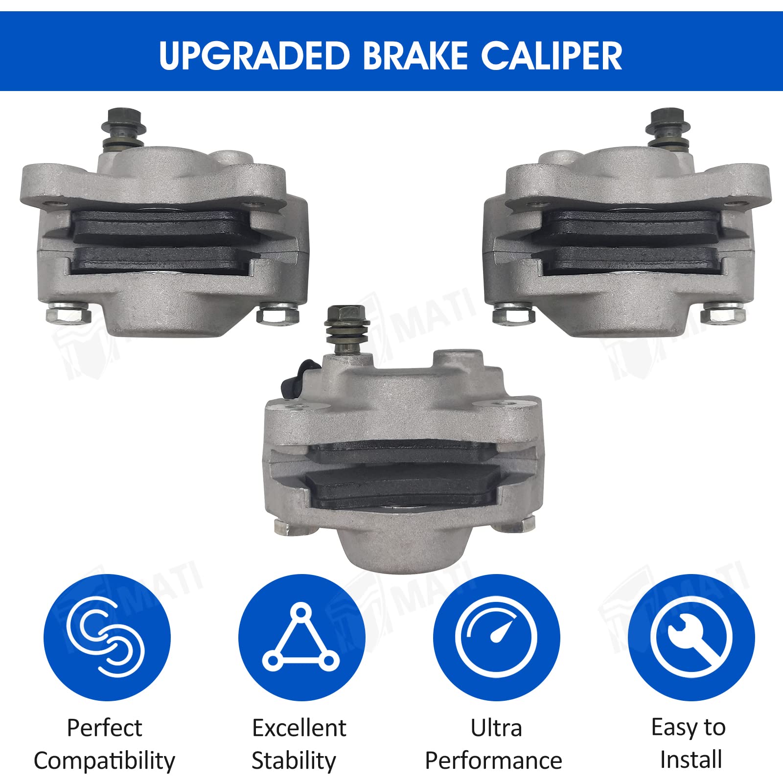 M Mati Front Left Right & Rear Brake Calipers For Arctic Cat Atv 250 300 375 400 454 500 With Pads 0402-011 0402-010 0402-011