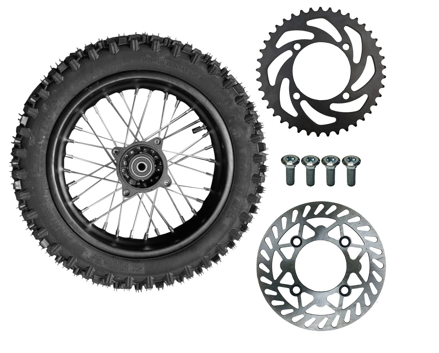 12'' Rear Rim Wheel Disk Brake 80/100-12 Tire Tube Apollo SSR 50cc 125cc XR CRF Dirt Pit Bike Tao Kayo TSD 110 TD 125 15mm Axle 
