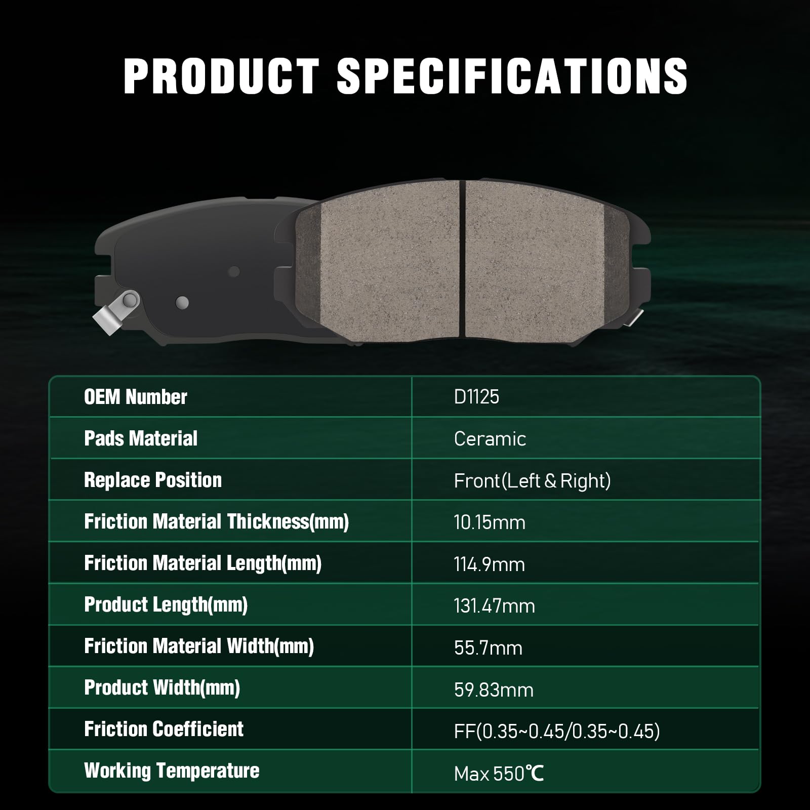 Automuto D1125 & D1275 Ceramic Brake Pads Kits, Front Rear 8Pcs Brake Pads Set Fit For 2010-2017 For Chevrolet Equinox,2010-2017