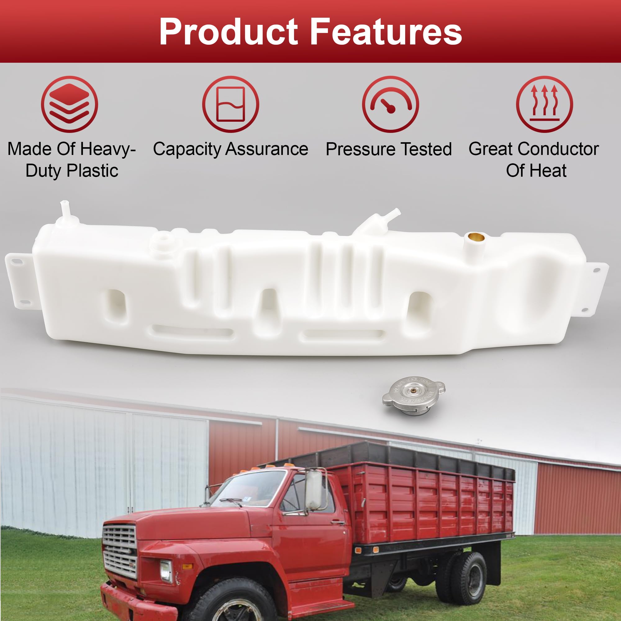 Radiator Overflow Reservoir Bottle Coolant Surge Expansion Tank with Cap for Ford Truck F600 F700 F800 1980-1998 F6HZ-8A080-B F5