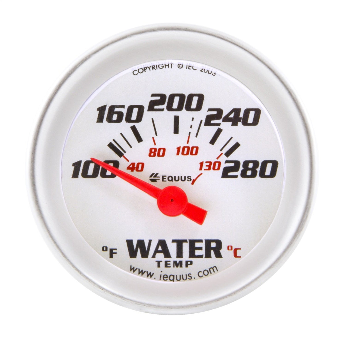Equus 8262 2&quot; Electric Water Temperature Gauge, White with Aluminum Bezel