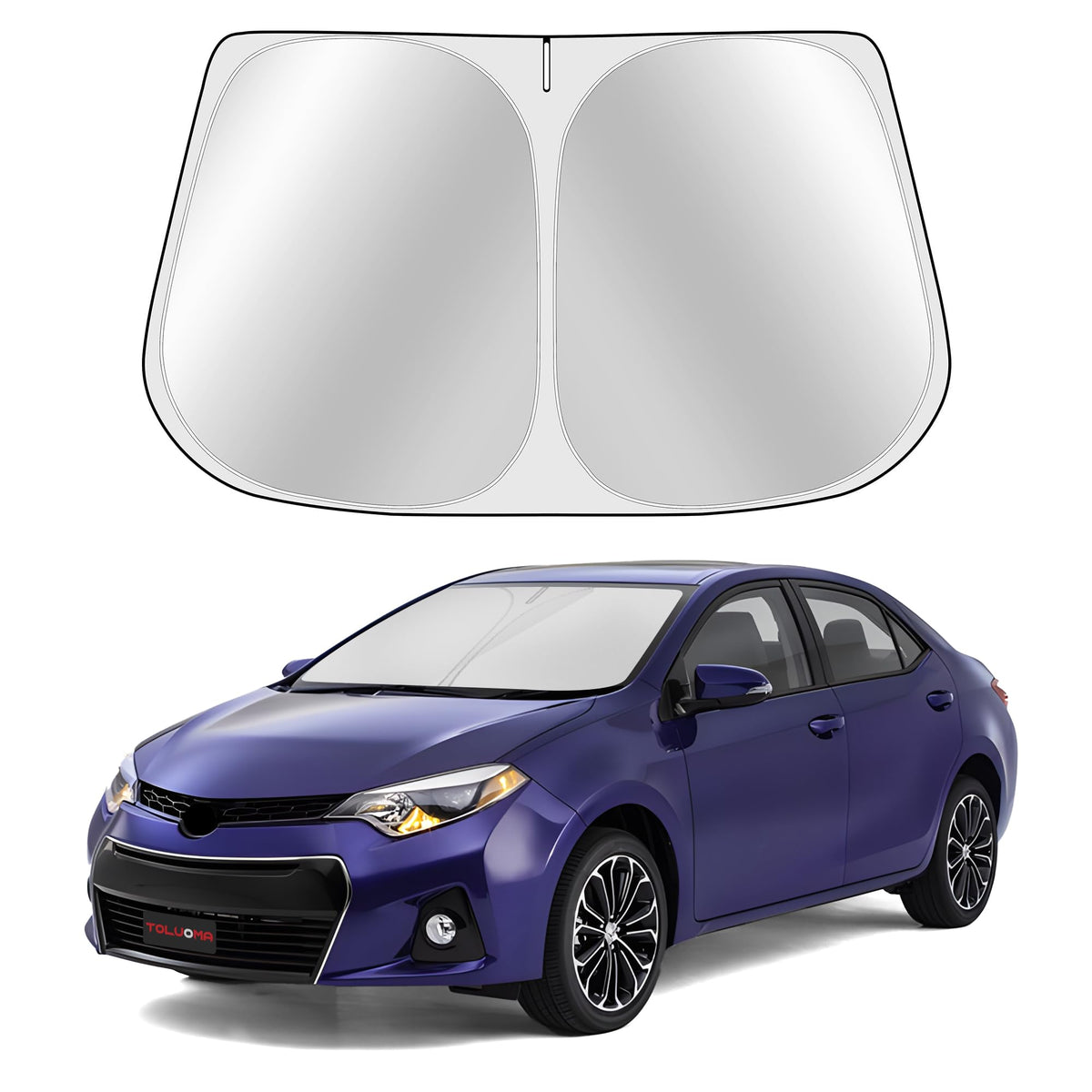 Toluoma Custom Fit Windshield Sun Shade For Toyo-Ta Corolla 2014-2019 - Full Coverage, 210T Reflective Fabric, Double-Layer Desi
