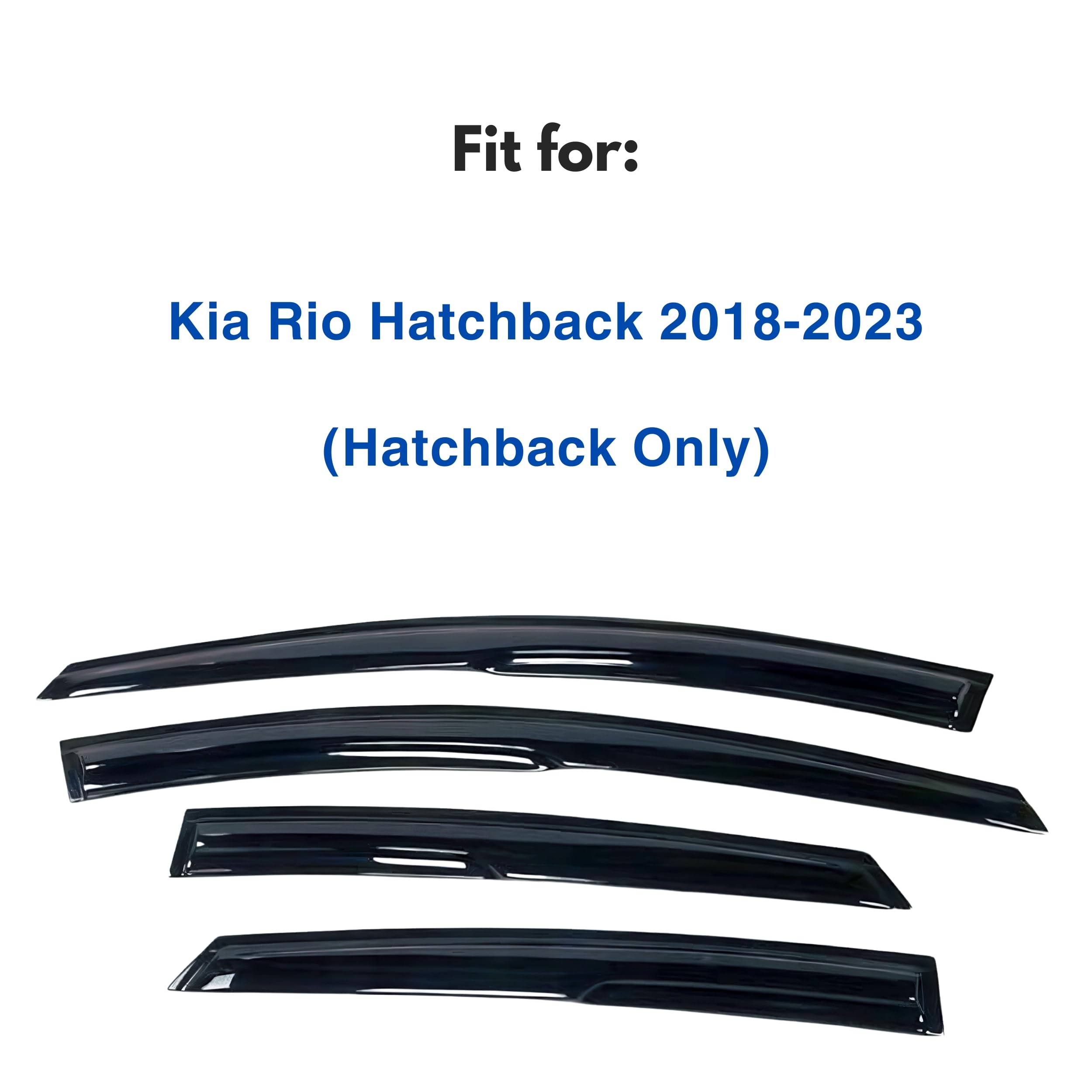Immortal Group IG Window Visor for 2018-2023 Kia Rio Hatchback, Black Acrylic Rain Guard Deflector, 4PC Mugen Style