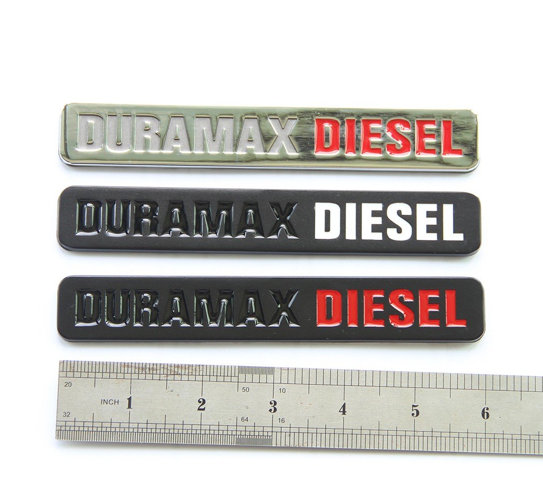Yoaoo 2Pack Oem Black Duramax Diesel Allison Truck Emblem Badges Compatible With Silverado 2500 3500 Hd Sierra Matte Black Red