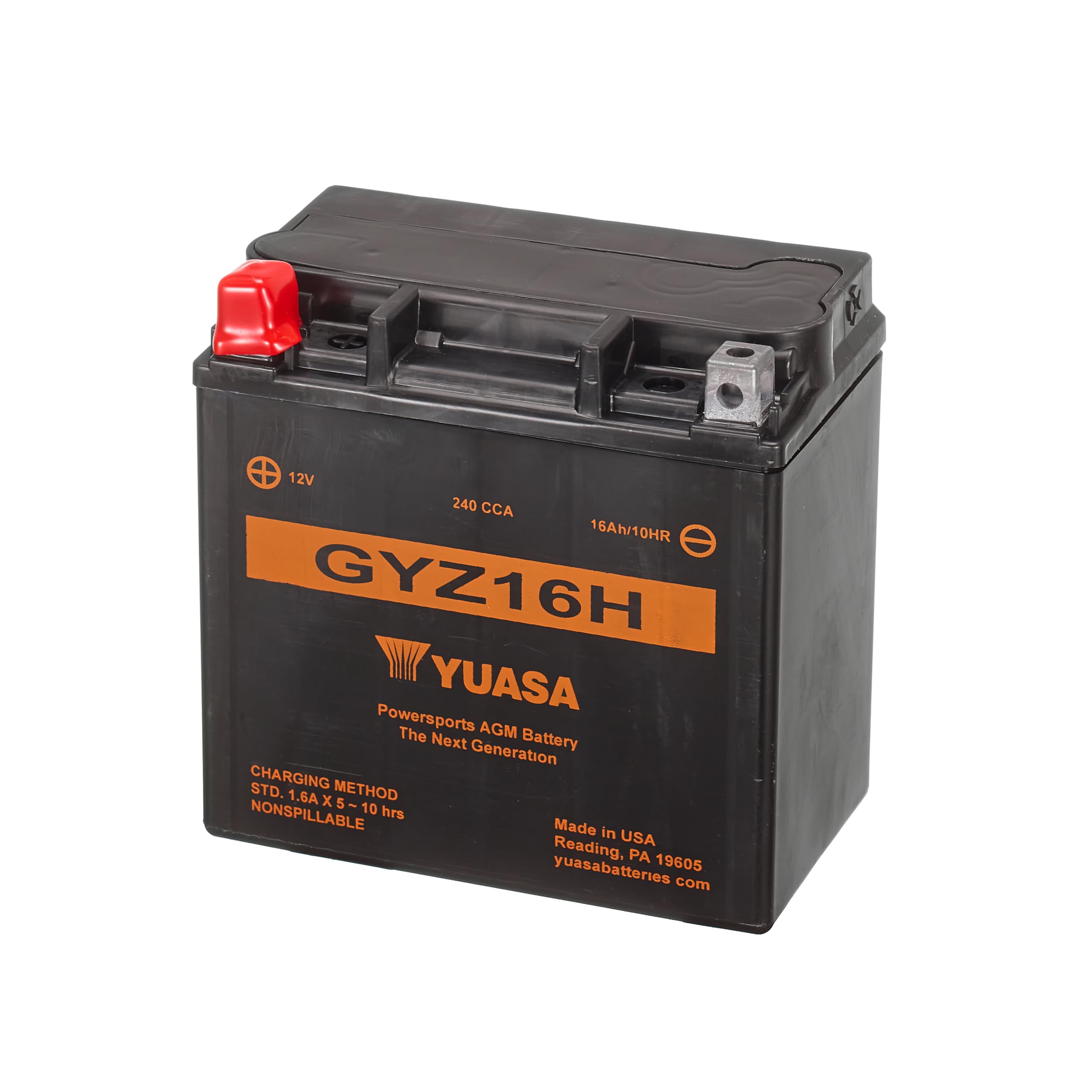 Yuasa GYZ16H AGM Battery - Factory Activated, Black, Model YU-GYZ16H(WC)