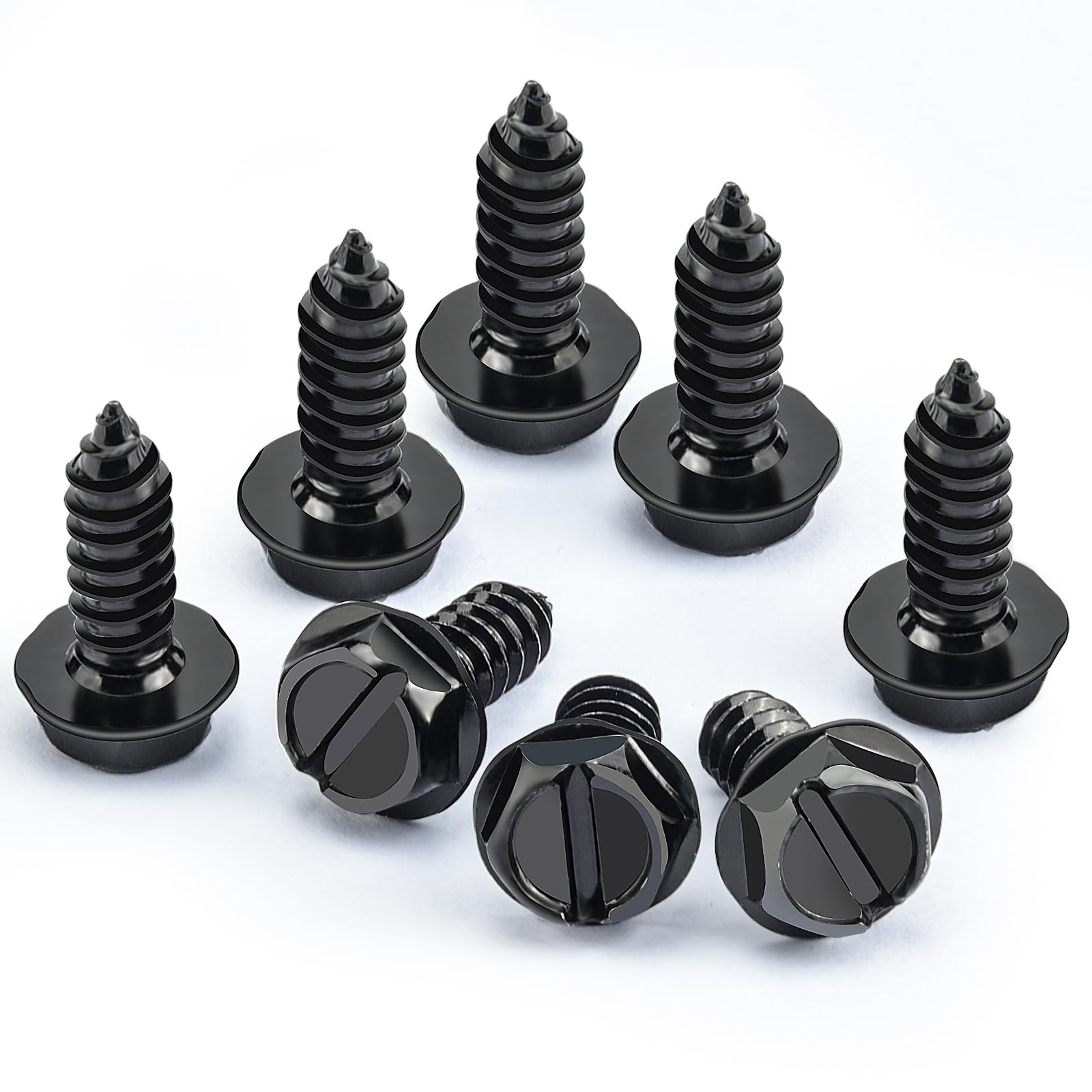 8PCS Premium Stainless Steel License Plate Screws, Rust-Proof & Anti-Rattle License Plate Bolts(Black) (Black-8PCS)