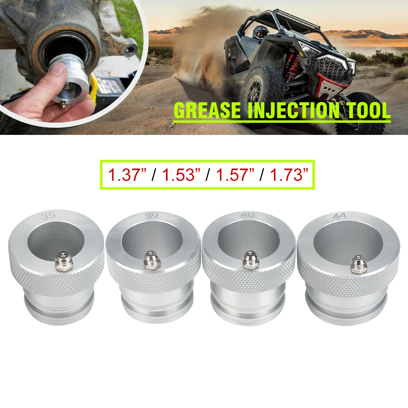 4Pcs Upgrade Wheel Bearing Greaser Tools Compatible With Ranger 800 900 Xp1000 And Most Utv Atv Polaris Can-Am Maverick X3 Bearings W/Inner Dimension Of 35Mm+39Mm+40Mm+ 44Mm