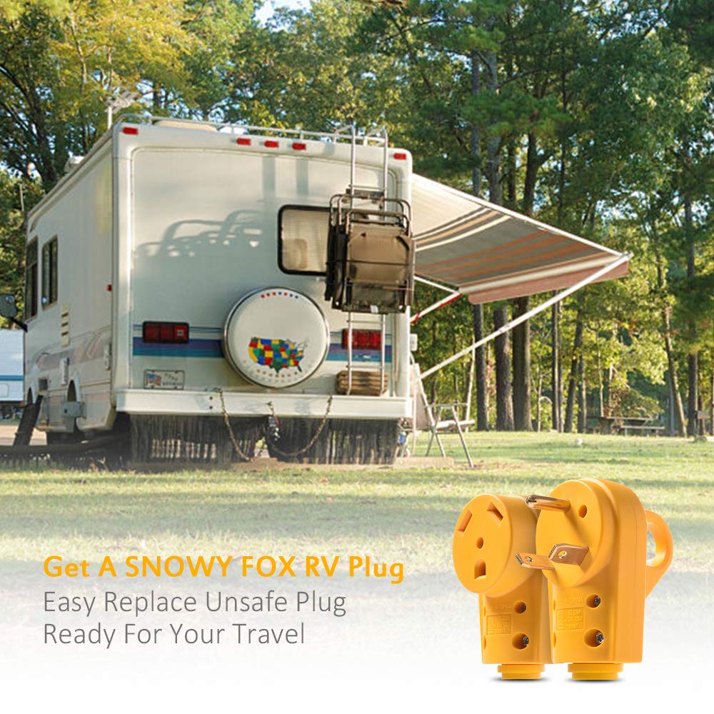 Snowyfox Rv 30 Amp Male Replacement Plug - Heavy Duty 30 Amp Rv Plug Receptacle With Ergonomic Handle, Designed To Accommodate Wire