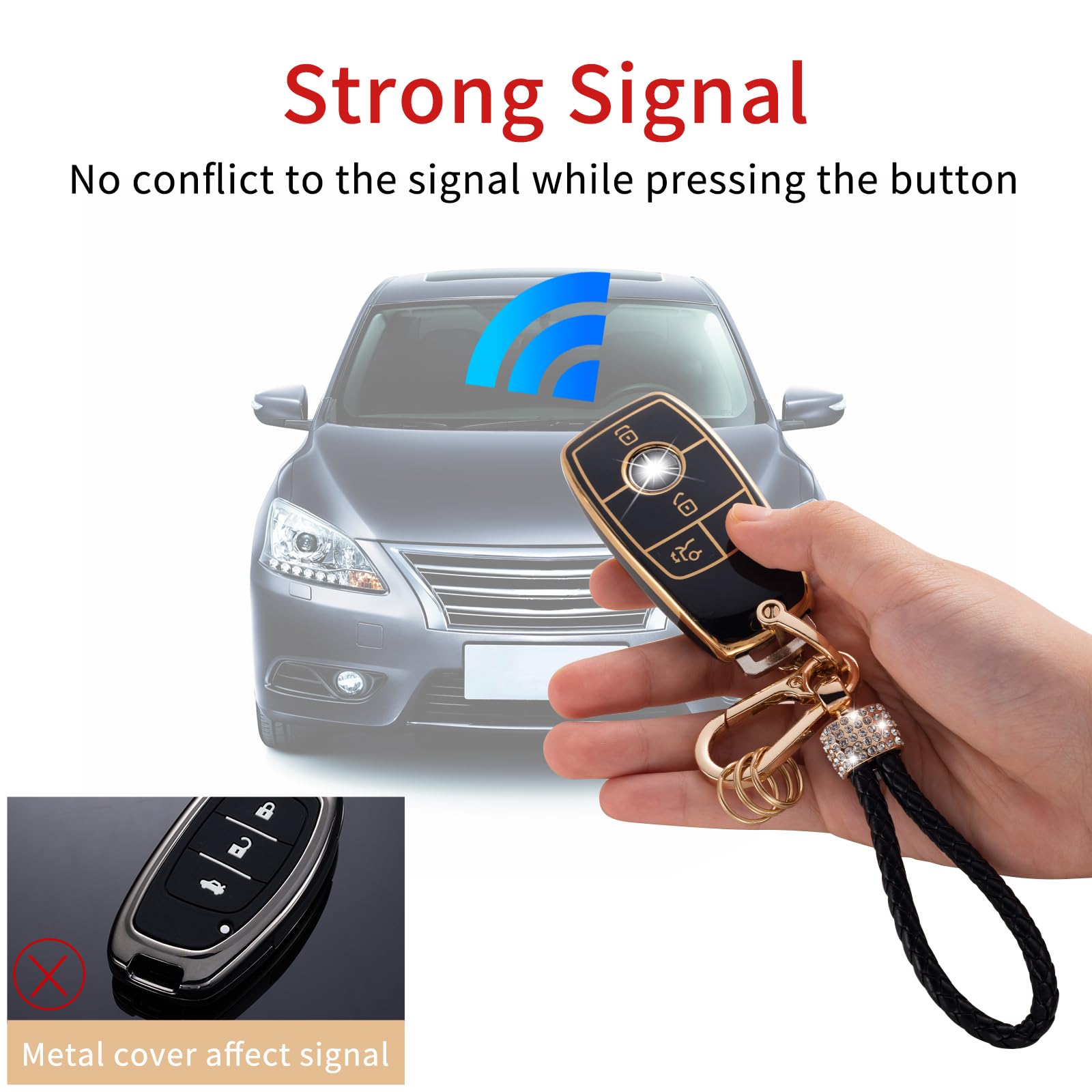 Gematay For Mercedes Benz Key Fob Cover With Keychain Lanyard, Soft Tpu Key Fob Protector Shell Compatible With Mercedes Benz 20