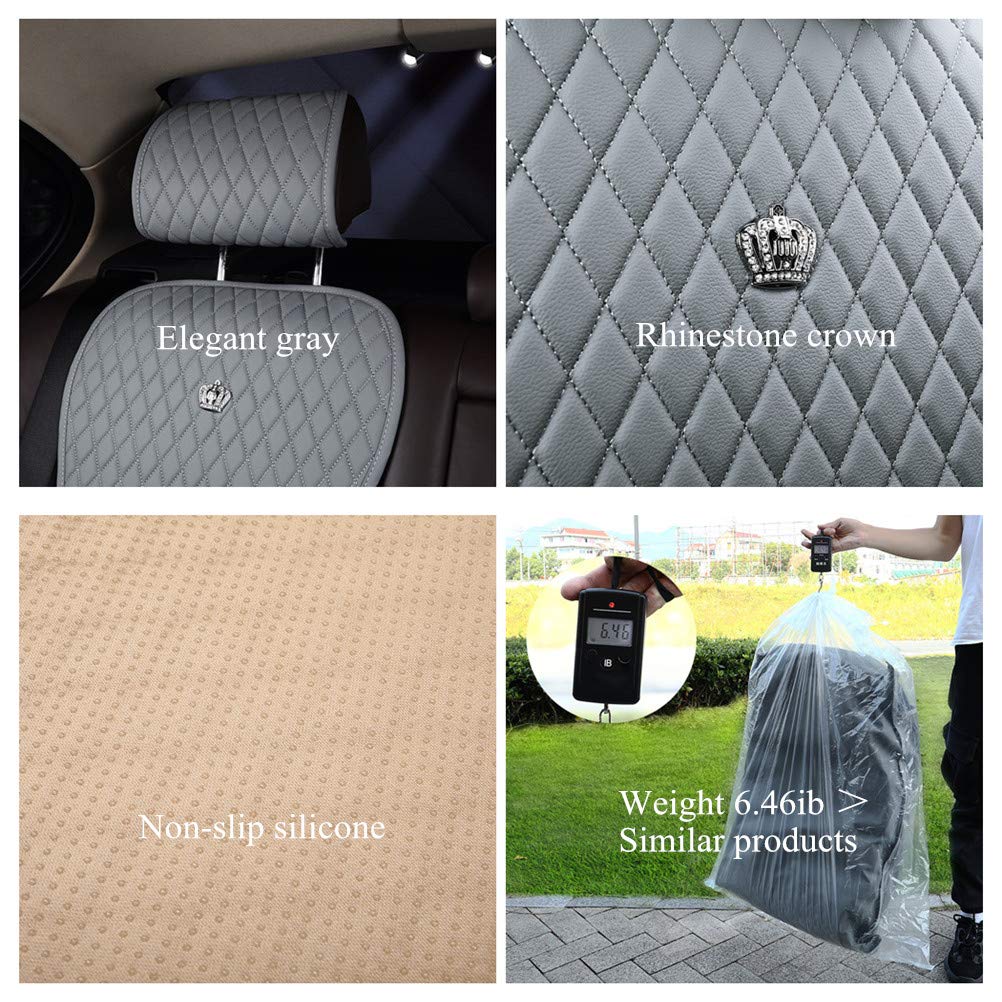 Red Rain Universal Seat Covers For Cars Leather Seat Cover With Crown Gray Car Seat Cover 2/3 Covered 11Pcs Fit Car/Auto/Suv (A-