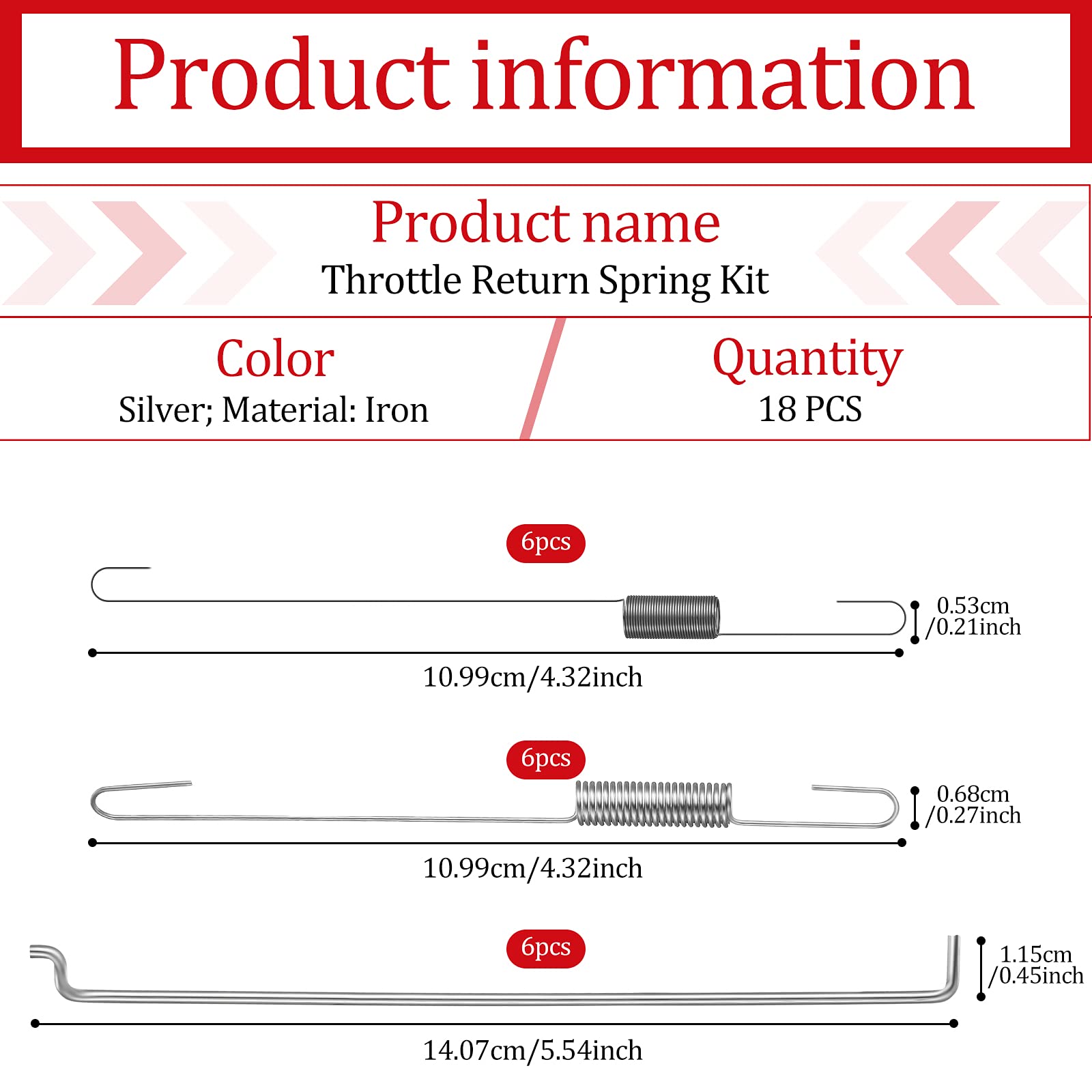 Throttle Return Spring Kit Carburetor Spring Classification Governor Connecting Rod Speed Control Spring Adjusting Lever Spring Compatible With 168F/ Gx160/ Gx200/ 170F/ Gx210 Honda Clone (18 Pieces)
