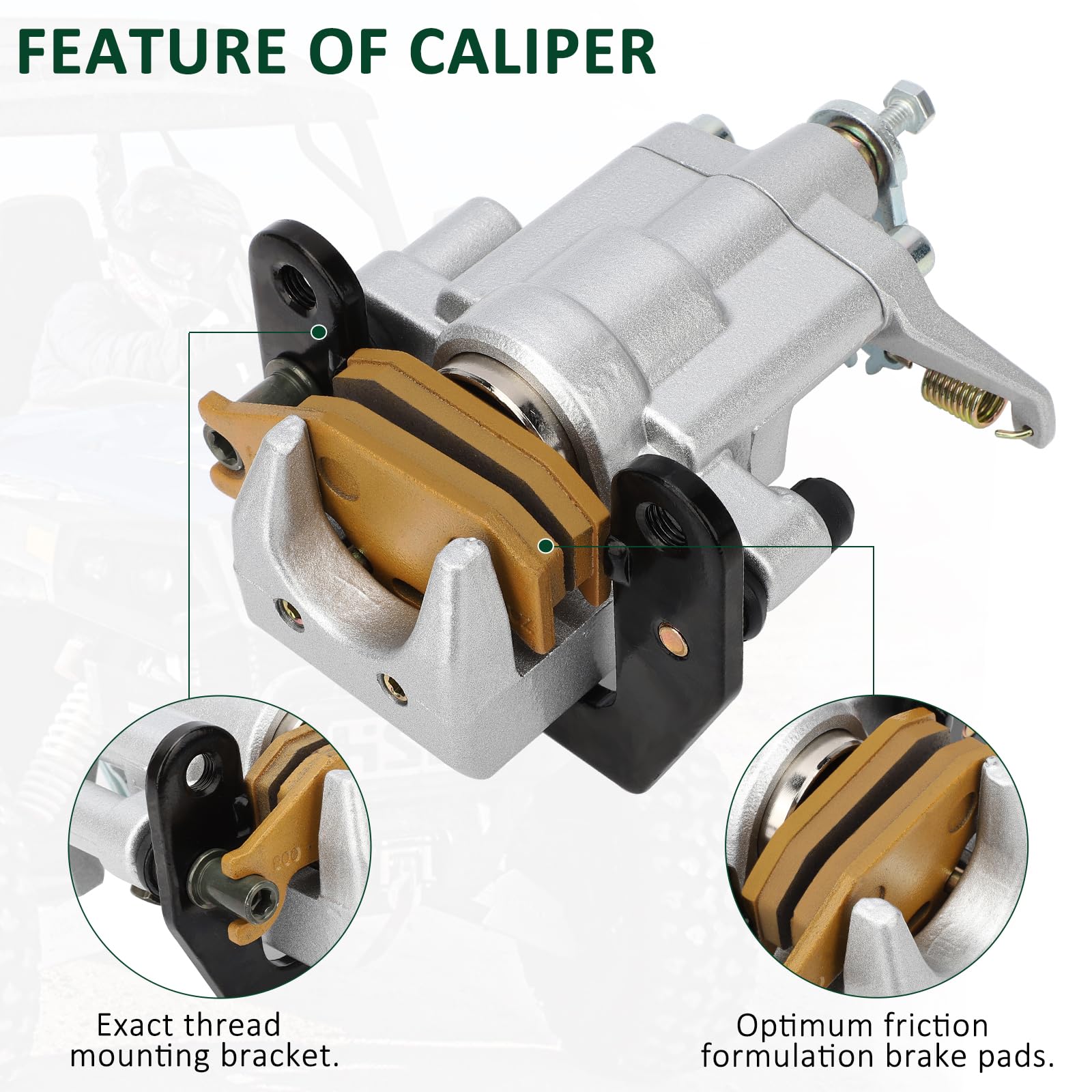 M Mati Rear Brake Caliper Assembly For Yamaha Rhino 450 Yxr450 2006-2009 Rhino 660 Yxr660 2004-2007 Hisun Utv 500 700 Msu Massimo Bennche Utv With Pads