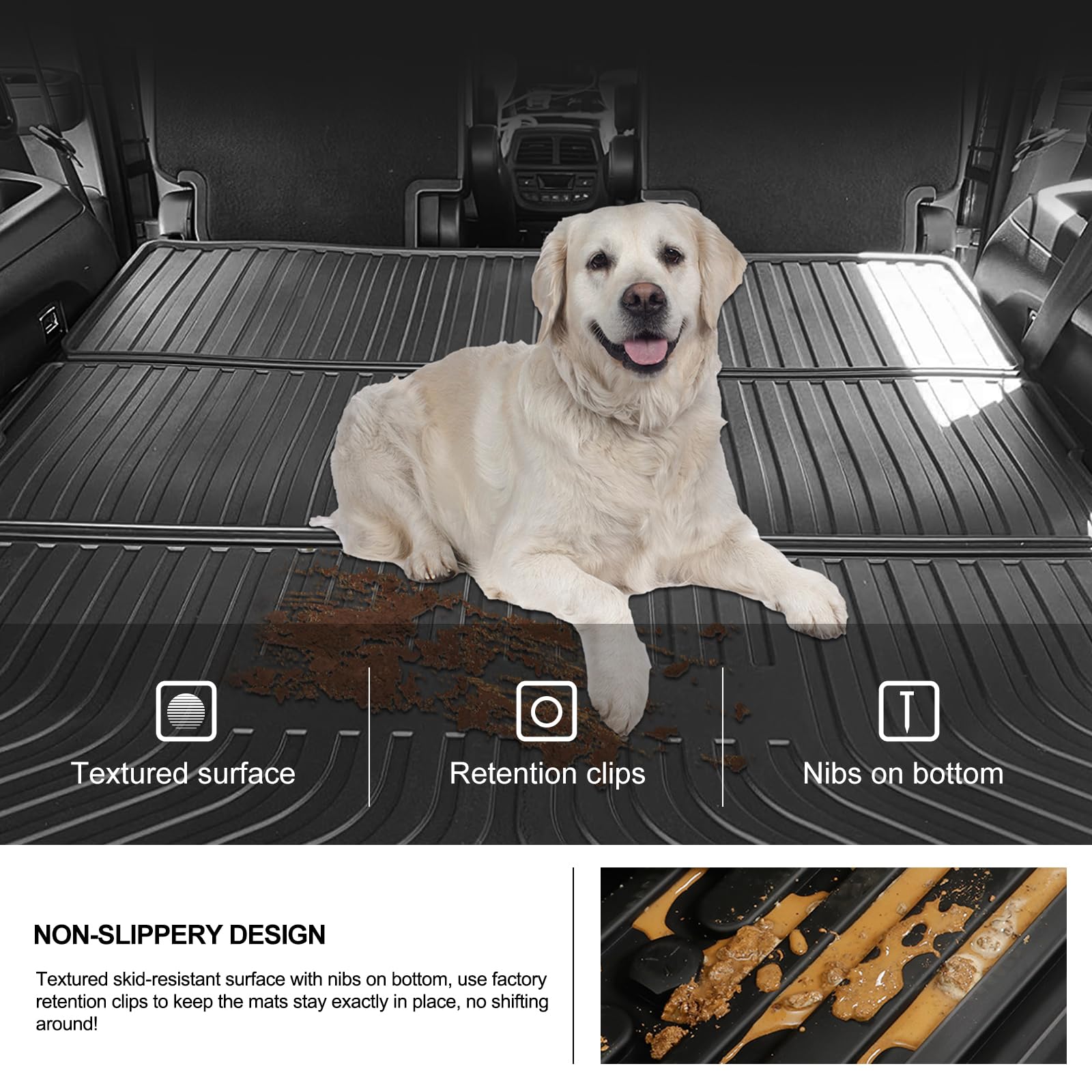 Kiwi Master Floor Mats & Trunk Mat For 2016-2022 Honda Pilot Oem Replacement 08P17-Tg7-300 08U45-Tg7-100 All Weather Mat Front &