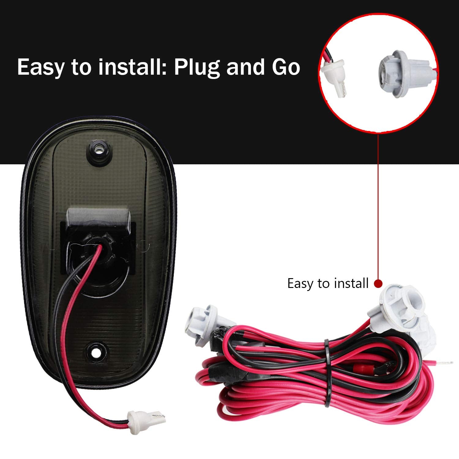 Tresound Led Cab Roof Marker Lights For 03-16 Dodge Ram 1500 2500 3500 With 5 In 1 Wire Harness (Smoked Lens With 16 White Leds)