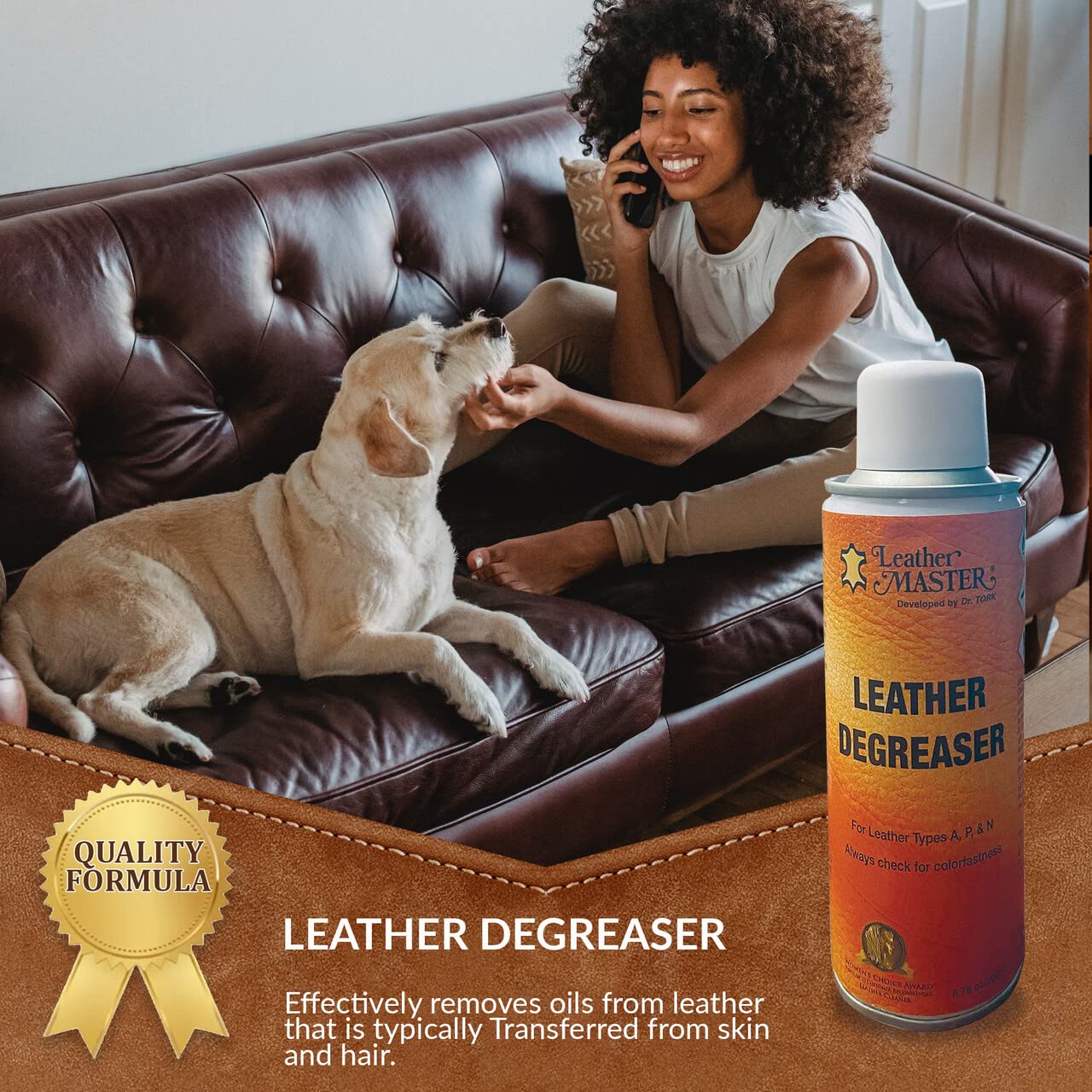 LEATHER MASTER Leather Care Degreaser Spray - 6.76 oz - Ultimate Cleaner for Leather, Car Interior, Furniture, and Detailing Kits