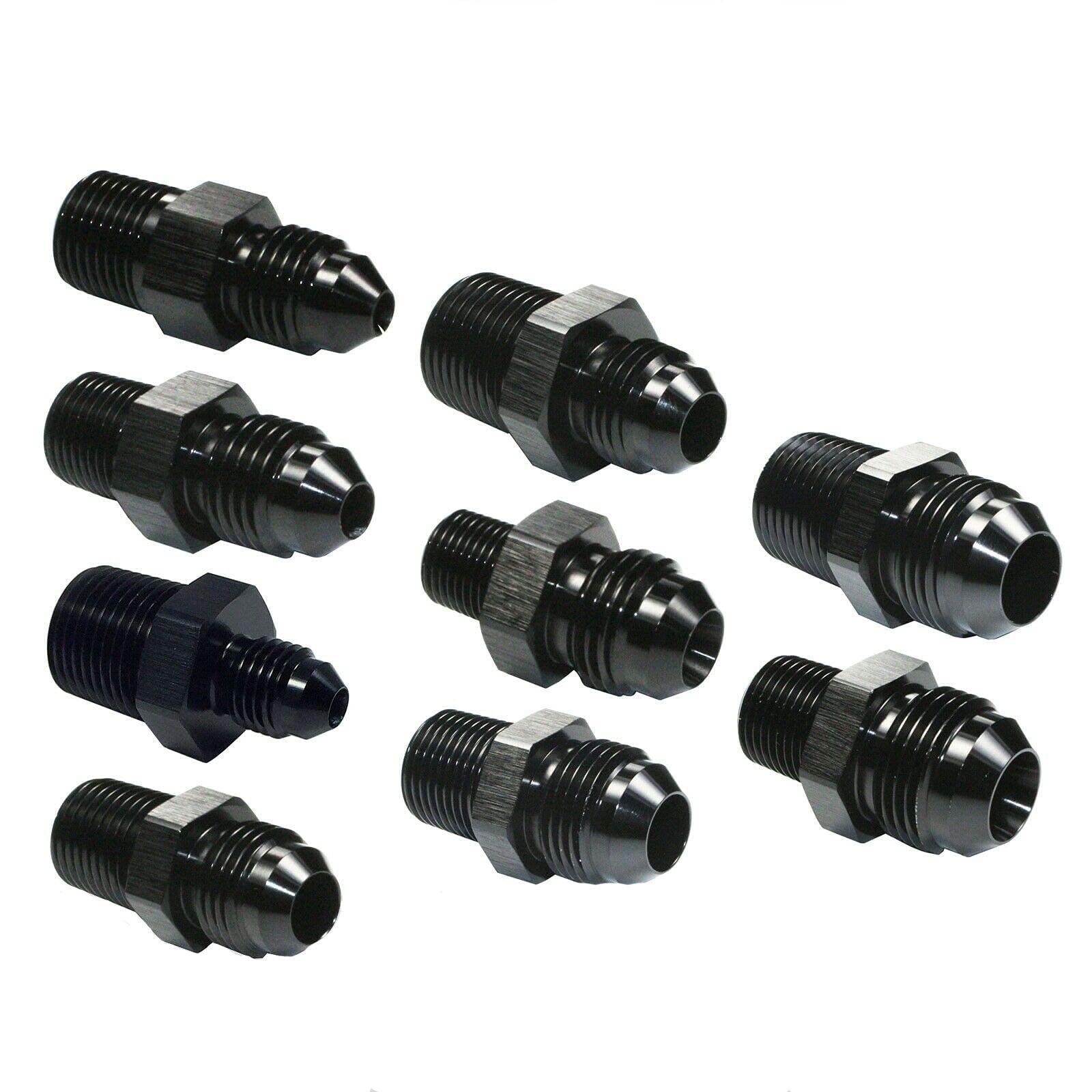 4AN to 1/8 NPT Male Hose Fitting Adapter, Universal Aluminum Flare Male 4AN to 1/8'' NPT Union Fuel Oil Line Pipe Connector Blac
