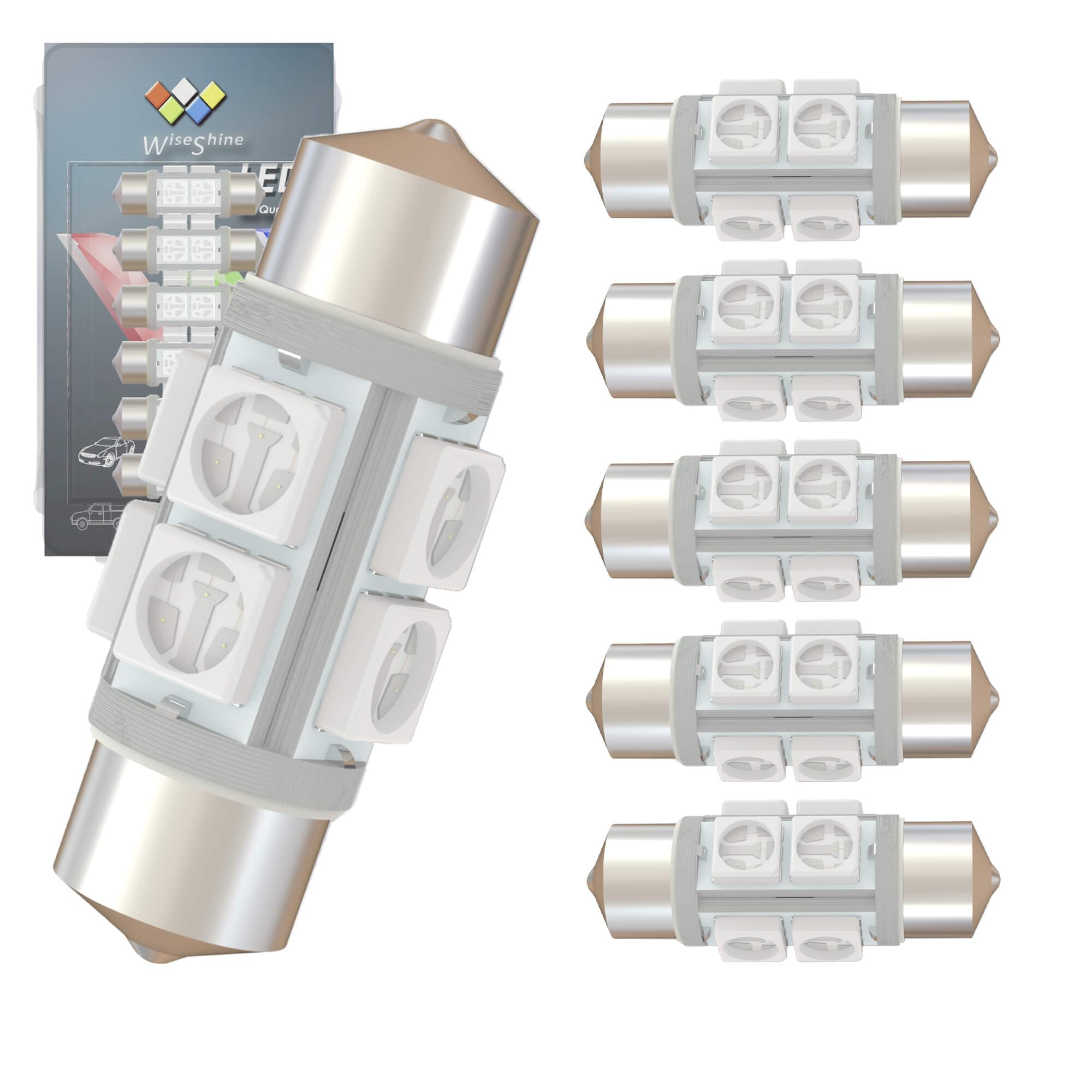 Wiseshine DC 24V 36mm Festoon LED Bulb,6418 LED Bulbs Green 6411 6423 for Truck Interior Door Cargo Lights (Pack 6)