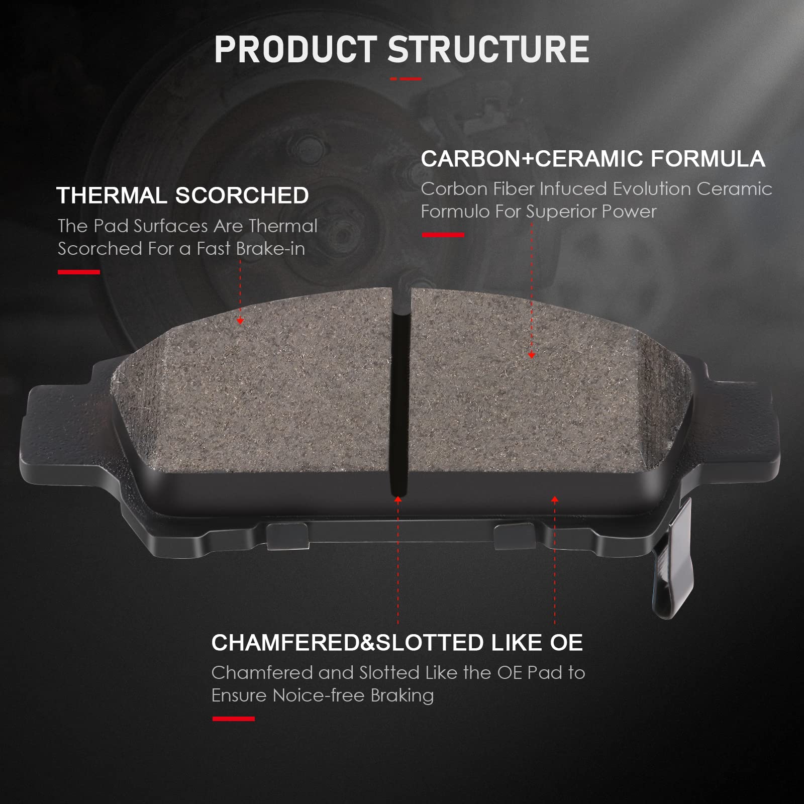 Cciyu D906 D995 Front Rear Ceramic Brake Pads Kits 8Pcs Fit For 2004-2010 For Toyota For Sienna