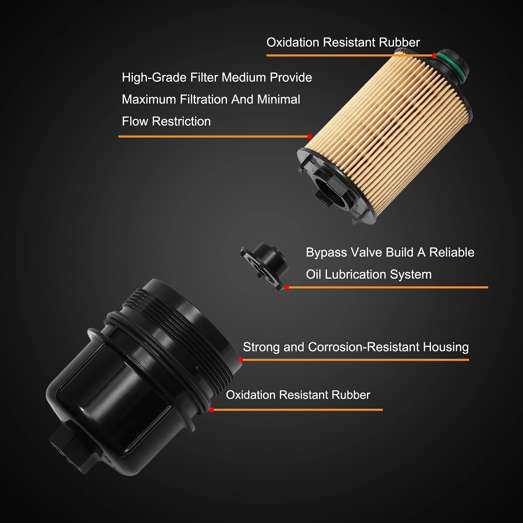 Engine Oil Filter  Replacement for Jeep Ram 3.0L V6 EcoDiesel 2020-2021 Jeep Wrangler JL, 2021 Jeep Gladiator, 2020-2022 Ram 150