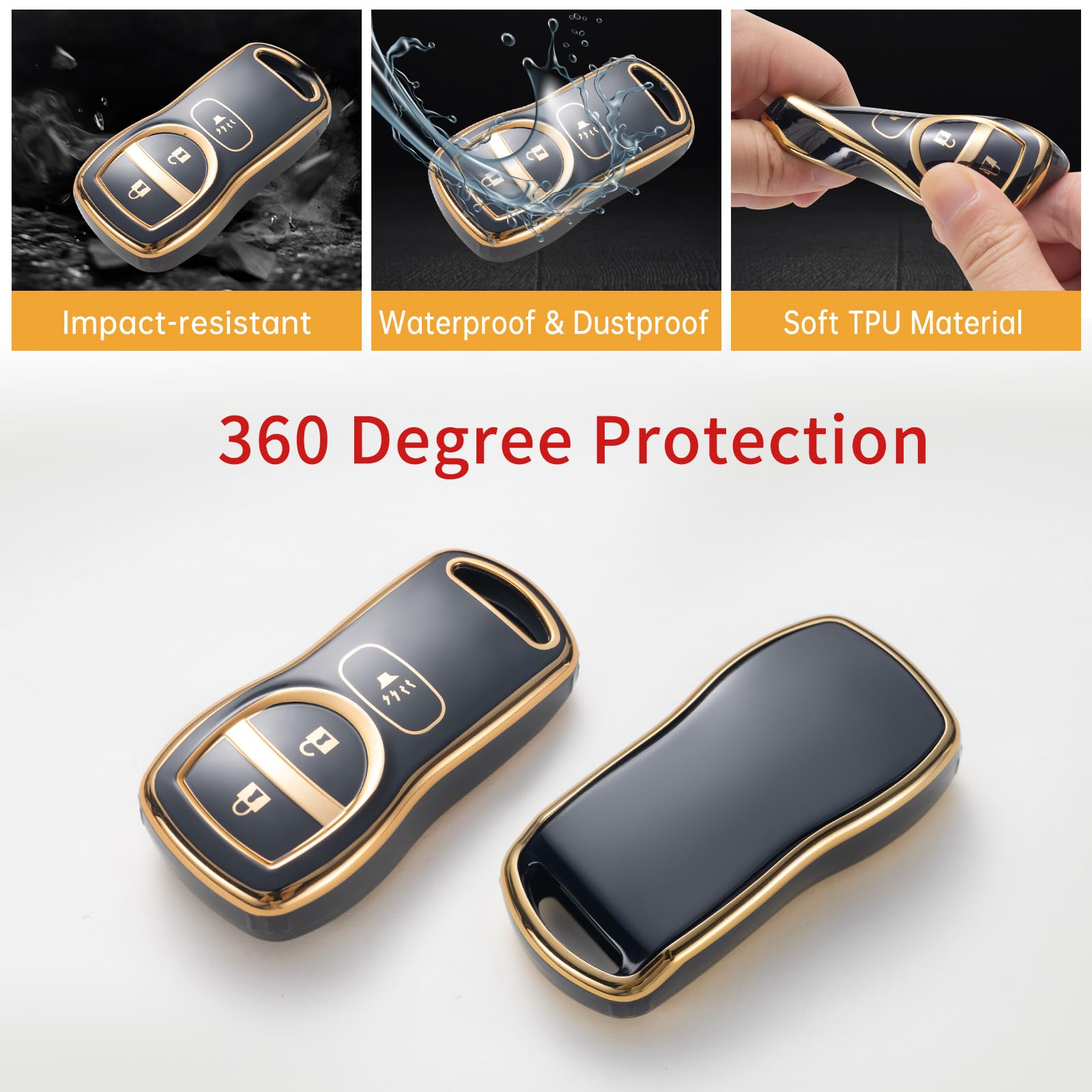 Gematay For Nissan Key Fob Cover With Keychain Lanyard, Soft Tpu Key Fob Protector Shell Compatible With Nissan Altima Maxima 35