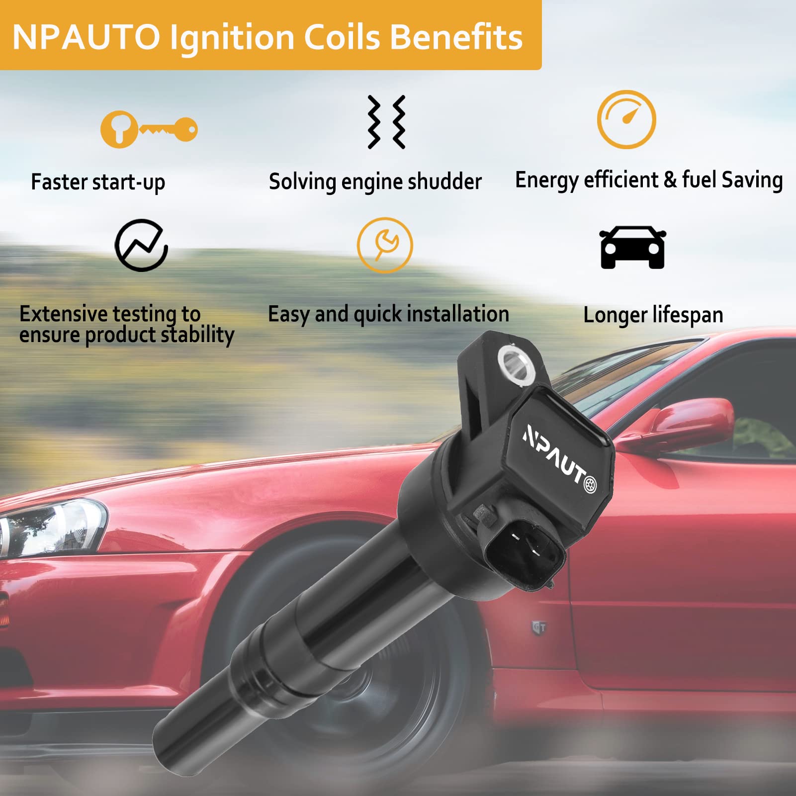 Npauto Ignition Coil Pack Compatible With L4 1.8 2.0 2011 2012 2013 2014 2015 2016 Hyundai Elantra, 2014-2016 Kia Forte, Kia Soul, 2014-2017 Elantra Tucson, Uf651 27300-2E000 5C1861, Set Of 4