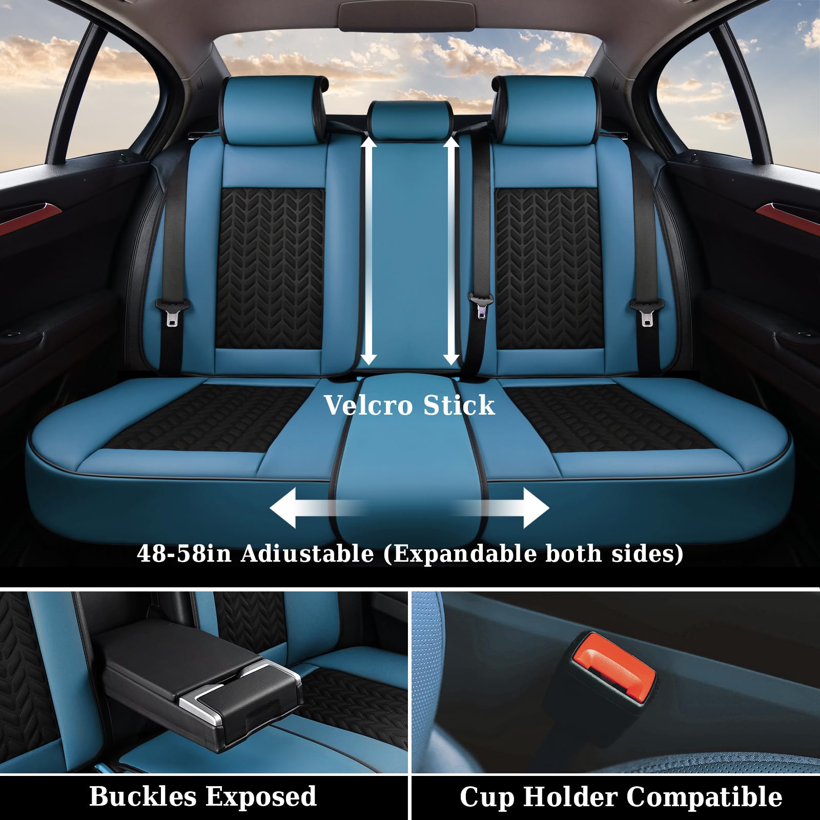 Coverado Seat Covers Full Set, 5 Seats Breathable Faux Leather Seat Covers For Cars, Car Seat Cover Winter, Car Seat Protector C